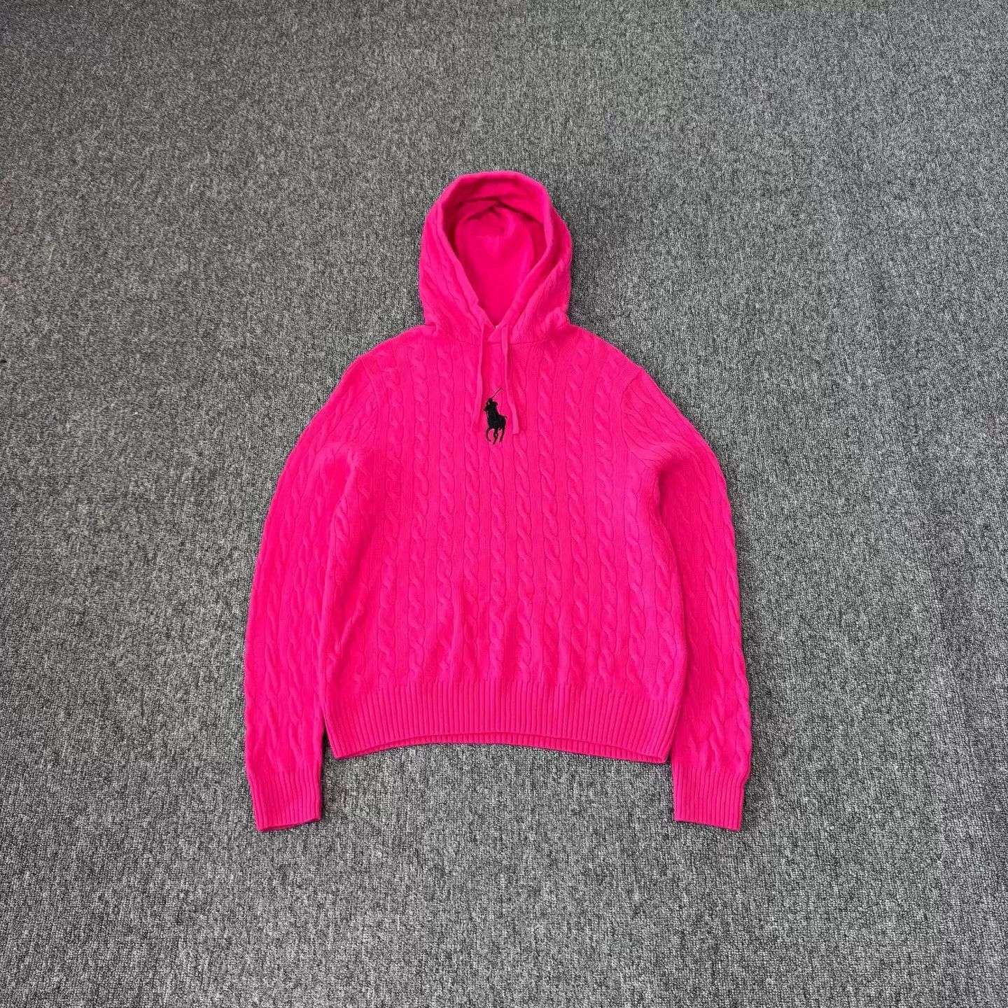 Polo Ralph Lauren Ralph Lauren Magenta Cable Knit Wool Hoodie XL Size XL / US 12-14 / IT 48-50 - 1 Thumbnail