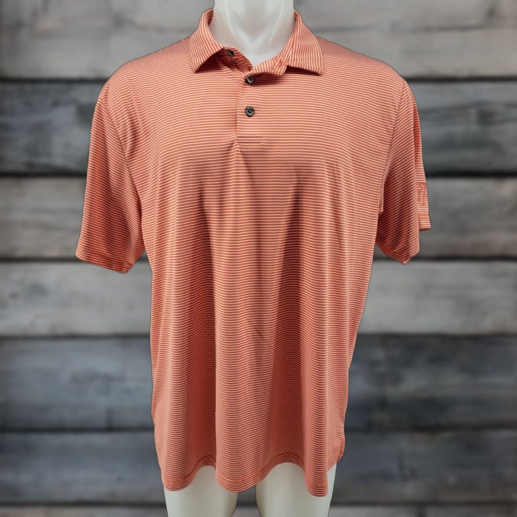 PGA Tour PGA TOUR Polo Shirt Mens XL Orange Striped 100% Polyester Golf Logo Shirt Size US XL / EU 56 / 4 - 1 Thumbnail