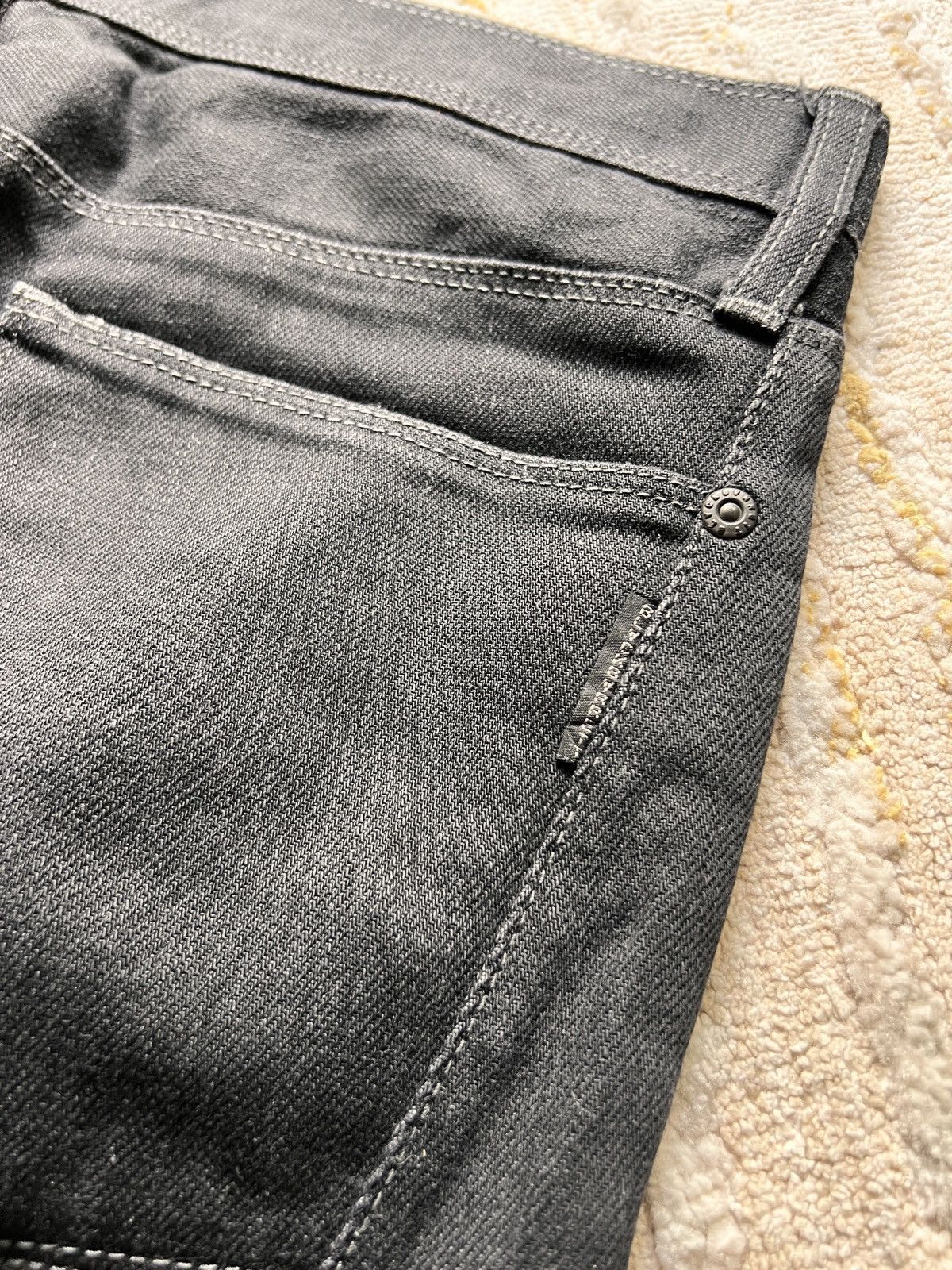 Black Barrett × Neil Barrett Black Barret Waxed Slim Tappered Denim Jeans Size US 31 - 10 Thumbnail