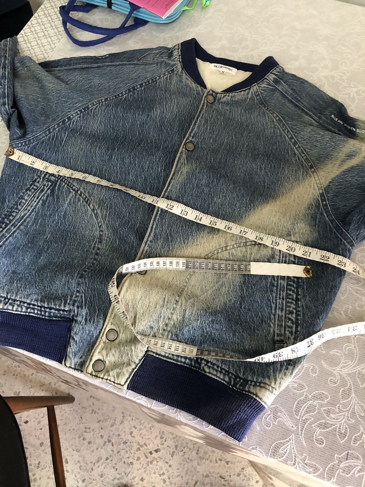 Blue Blue Japan Nice🔥 Vintage Blue Way Indigo Denim Faded Bomber Jacket Size US M / EU 48-50 / 2 - 20 Thumbnail