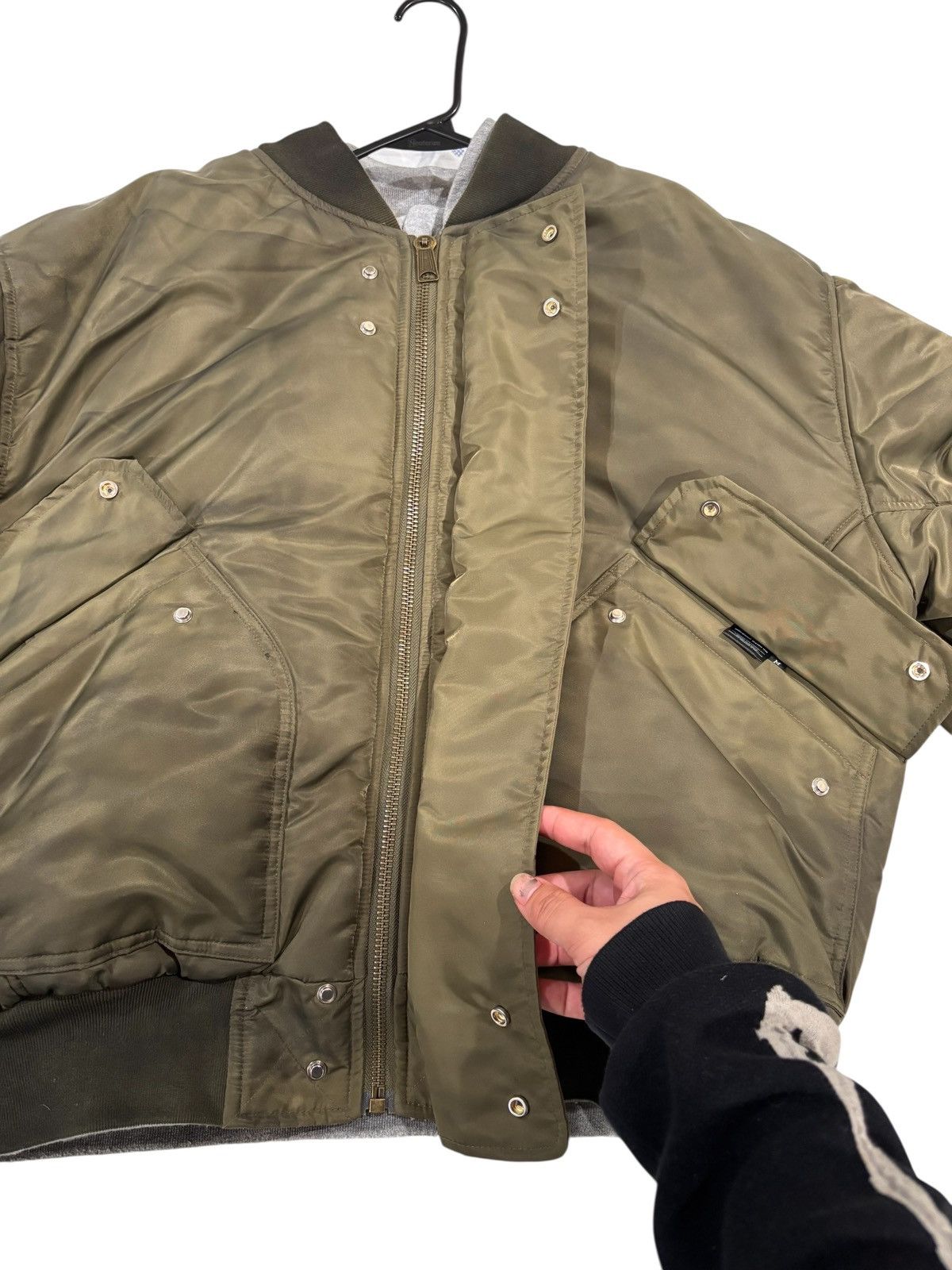 No Faith Studios Reversible waffle cotton hoody/bomber olive Size US M / EU 48-50 / 2 - 4 Thumbnail