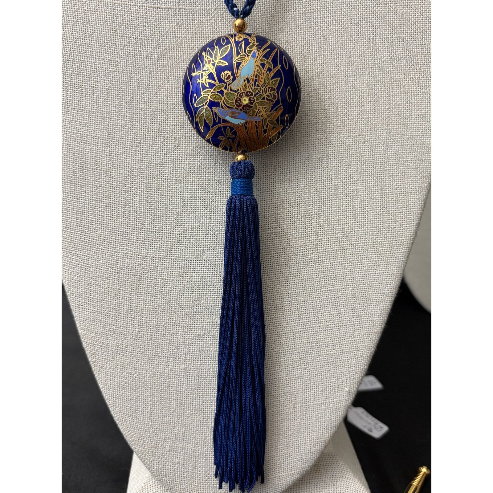 Other Blue Cloisonne Pendant Necklace with Tassel Gold Tone Size ONE SIZE - 3 Thumbnail