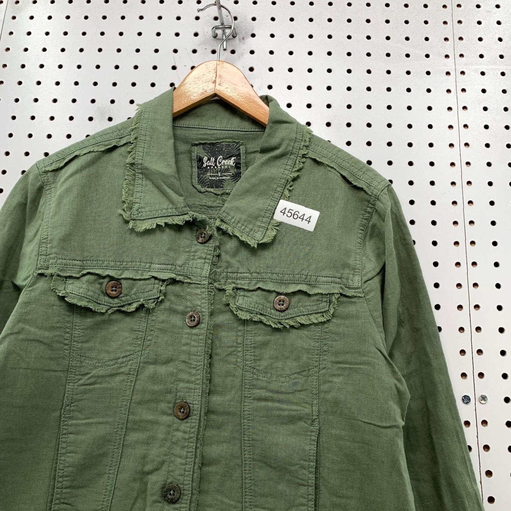 Vintage Salt Creek Linen Blend Jacket Womens Medium Green Military Distressed Style Size M / US 6-8 / IT 42-44 - 7 Thumbnail