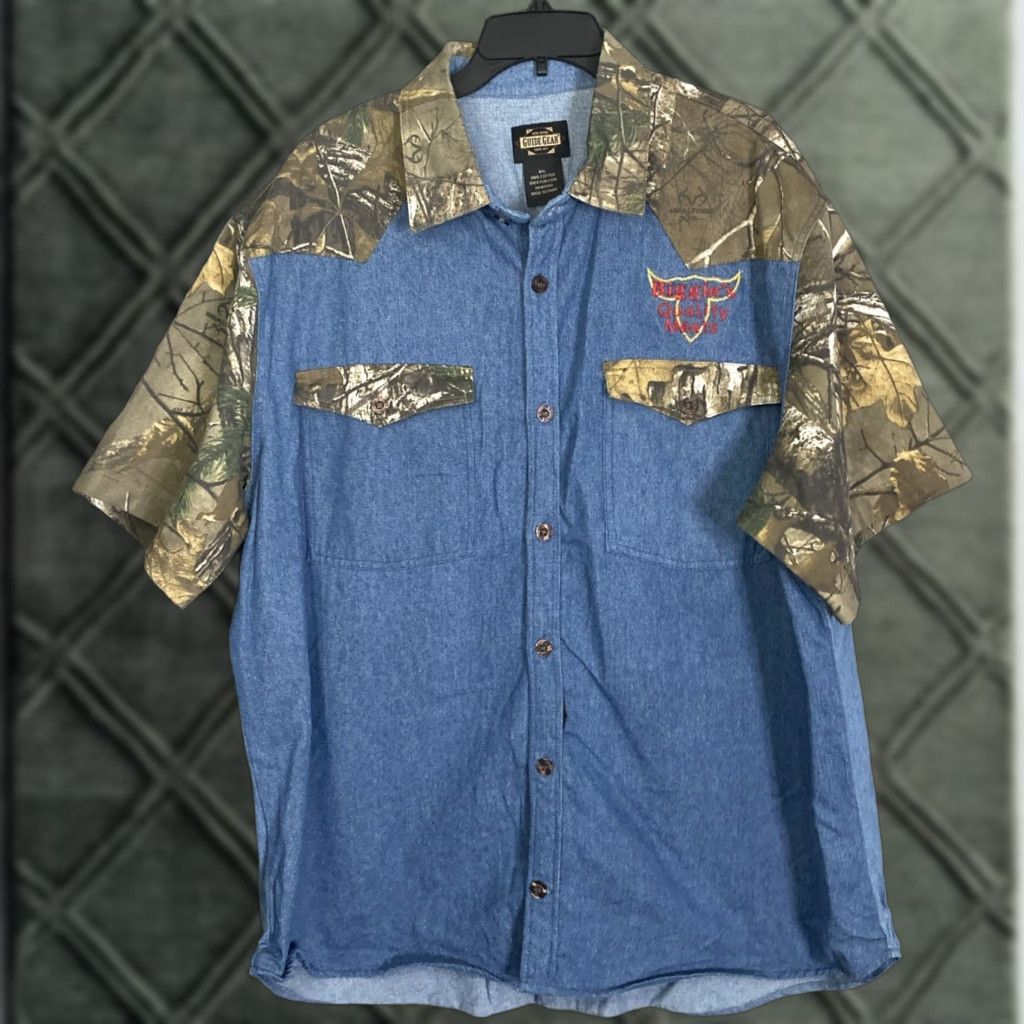 Denime Guide Gear Shirt Mens Button-Up Camo Denim 2XL Casual Short Sleeve Embroidered Multicolor XXL 28x33 Size US XXL / EU 58 / 5 - 1 Thumbnail