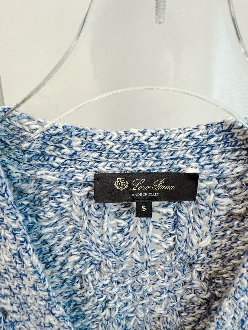 Loro Piana LORO PIANA Blue Mixed Color Cable Knit Cashmere Cardigan Size S / US 4 / IT 40 - 4 Thumbnail
