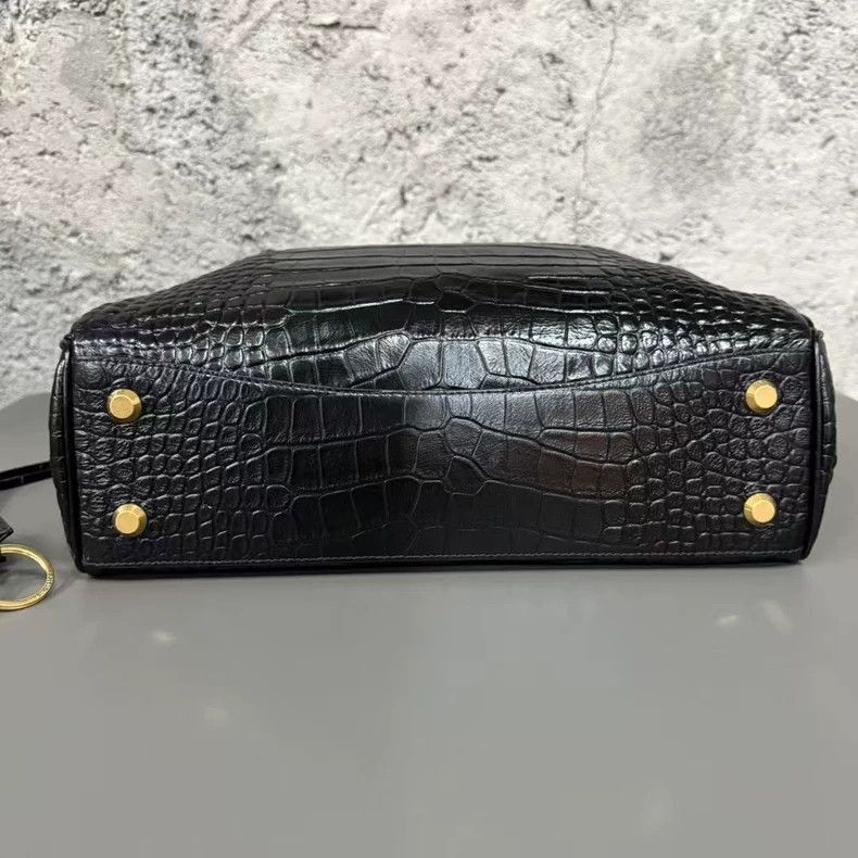 Balenciaga Balenciaga Black Gold Crocodile Texture Handbag-2505 Size ONE SIZE - 6 Thumbnail