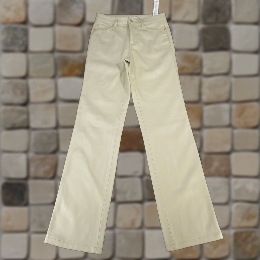 Zara Zara Pants Womens 4 Beige Faux Leather Straight Leg NEW Stains Size 27" / US 4 / IT 40 - 1 Thumbnail