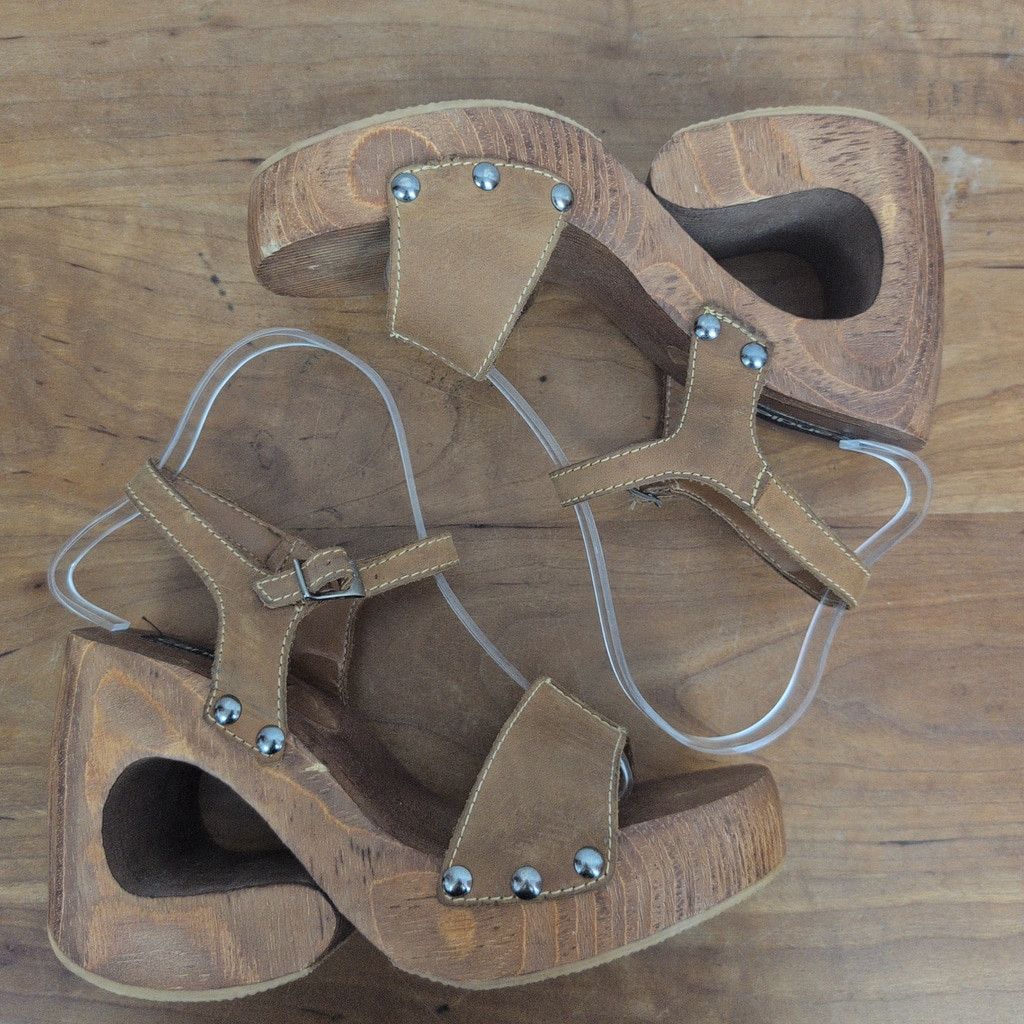 Vintage Vintage Candie's Wooden Platform Strappy Sandal Heels 8.5M Size US 8.5 / IT 38.5 - 3 Thumbnail