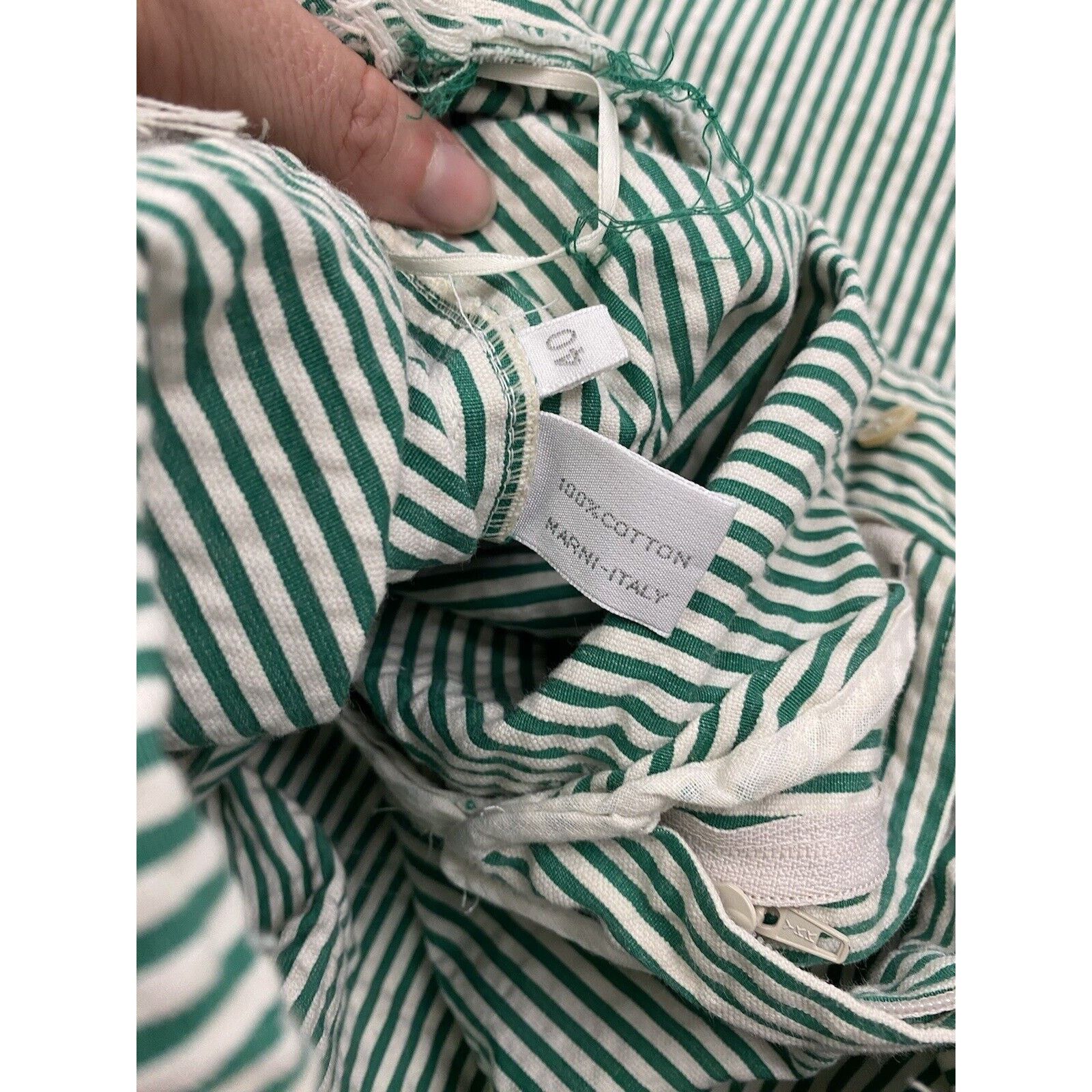 Marni Marni Green White Striped Wide-Leg Pants Size 40 IT Culottes Size 27" / US 4 / IT 40 - 5 Thumbnail