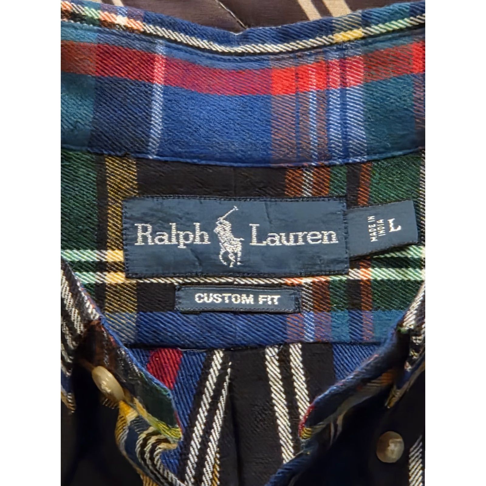 Ralph Lauren VINTAGE Ralph Lauren Long Sleeve Button-Up Flannel Blue Plaid Men's Large Shirt Size US L / EU 52-54 / 3 - 7 Thumbnail
