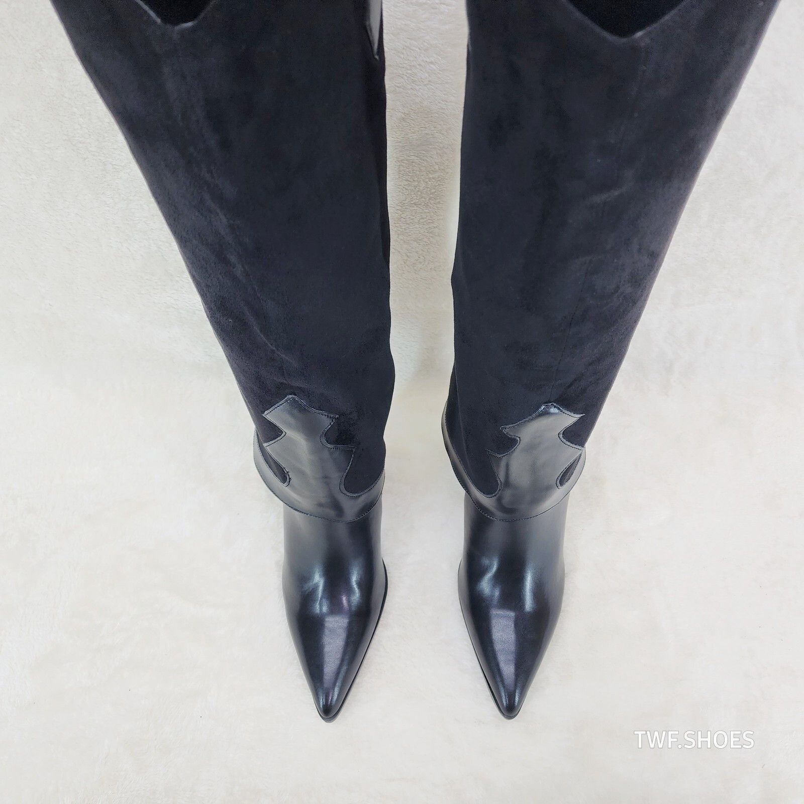 Other Branded Black Skirted Fold Over Western Knee High Cowgirl Bo Size US 11 / IT 41 - 2 Thumbnail