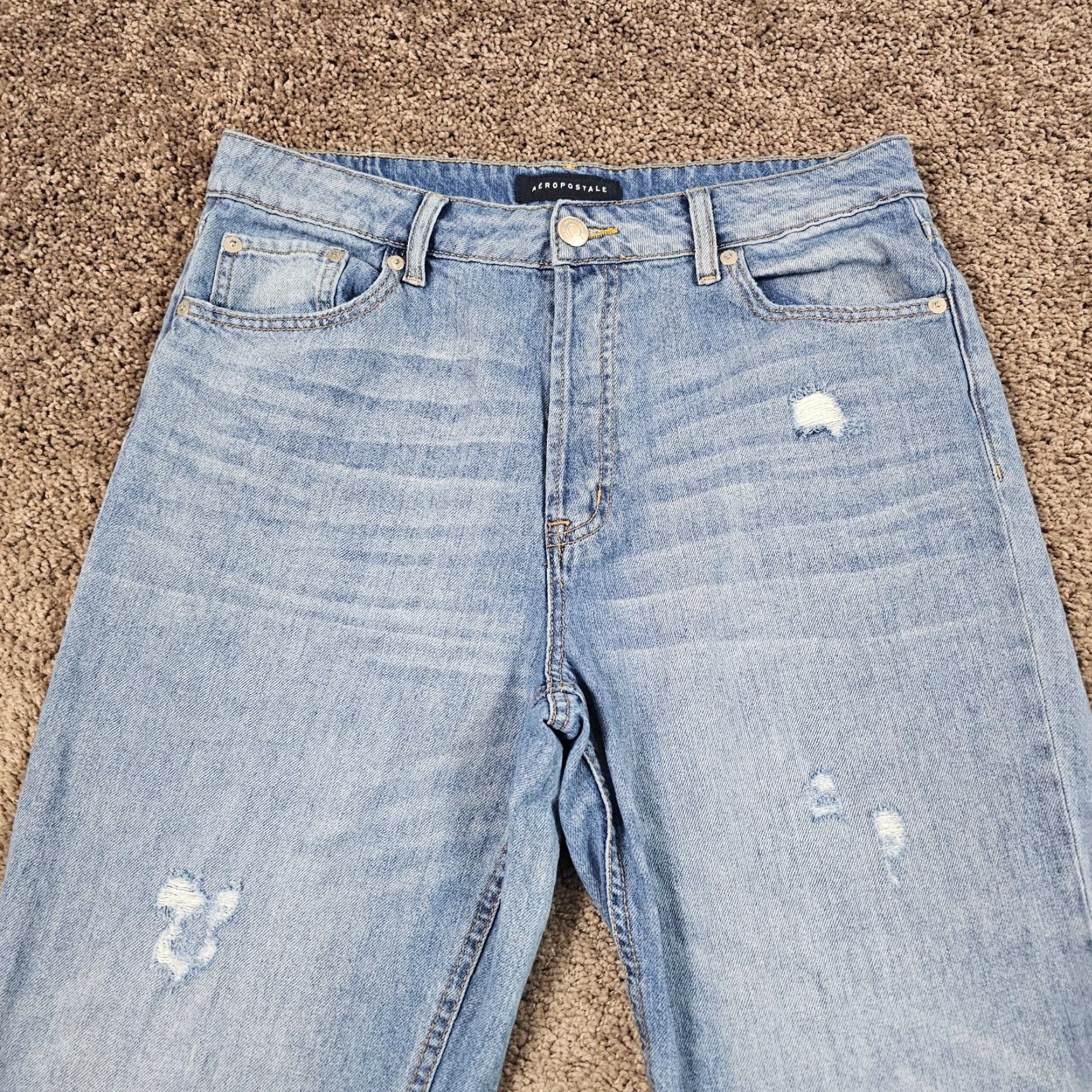 Vintage VINTAGE Aéropostale Jeans Wide Leg **Women’s 12R** Distressed Button Fly Denim 30x30 Light Blue 90s Size 34" / US 12 / IT 48 - 2 Thumbnail