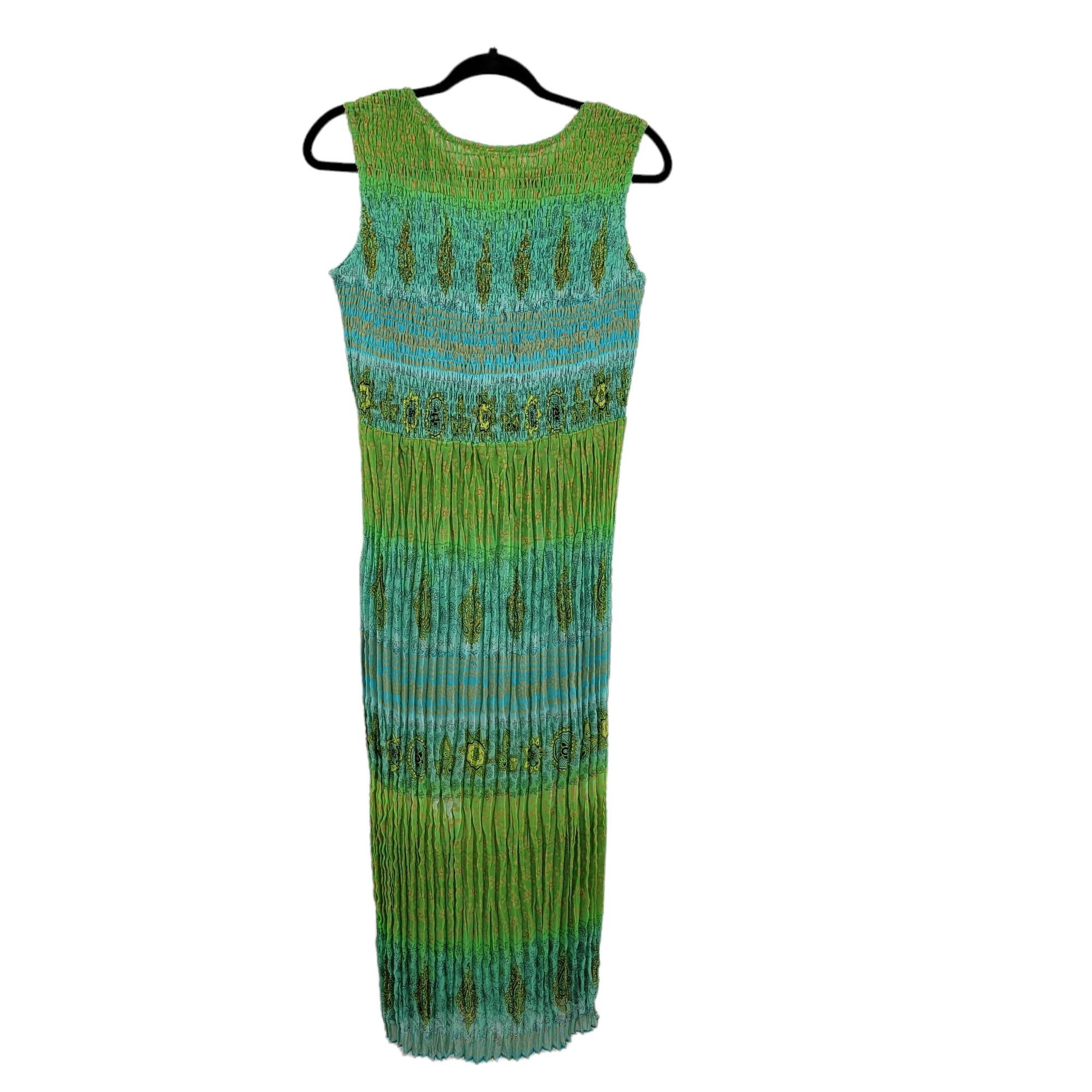 Coldwater Creek Vtg 90's Crinkle Maxi Dress Sz 6P Blue Paisley Sleeveless Sm Size M / US 6-8 / IT 42-44 - 8 Thumbnail