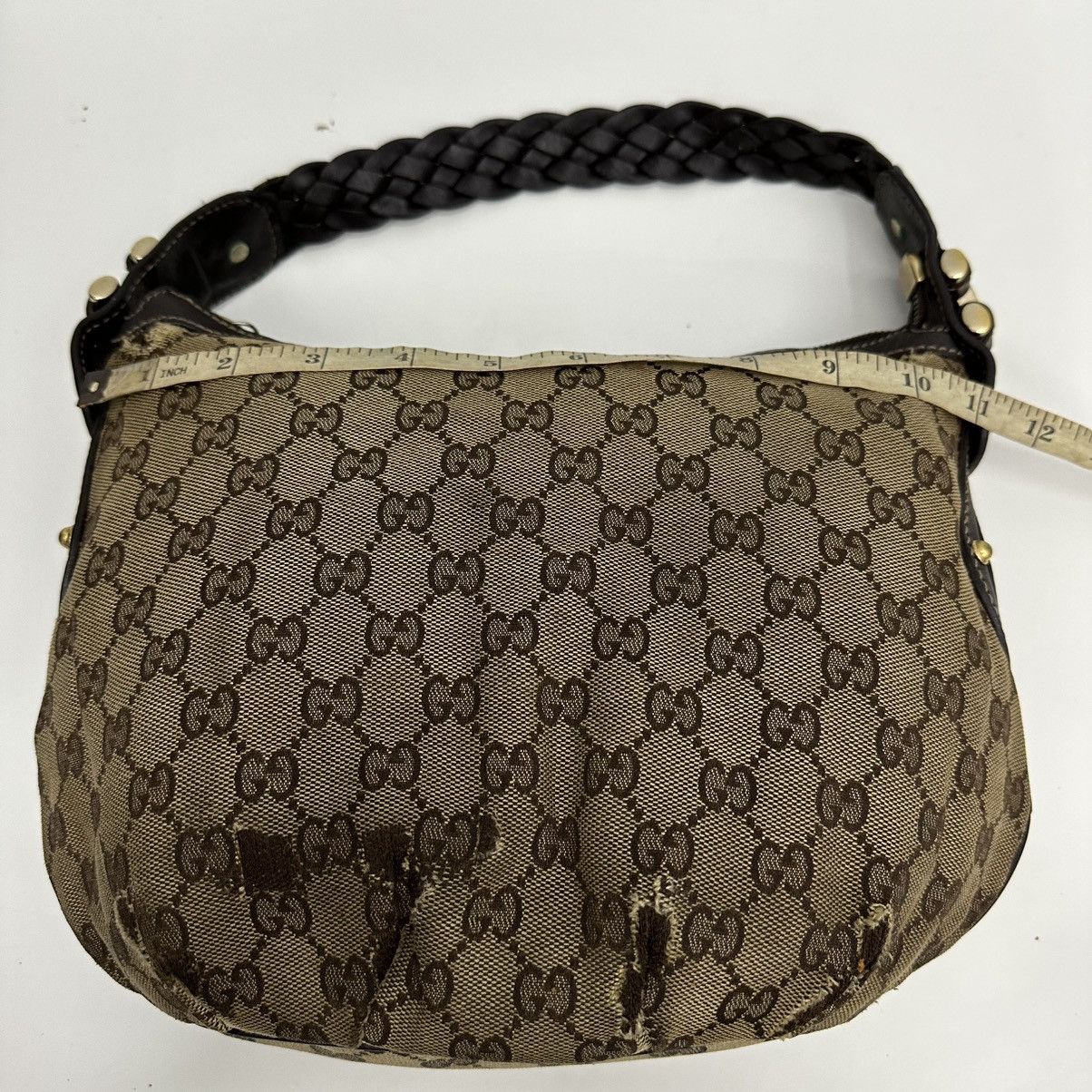 Gucci ‼️LASTDROP‼️ AUTHENTIC GUCCI GG MONOGRAM STUDDED HOBO BAG Size ONE SIZE - 17 Thumbnail
