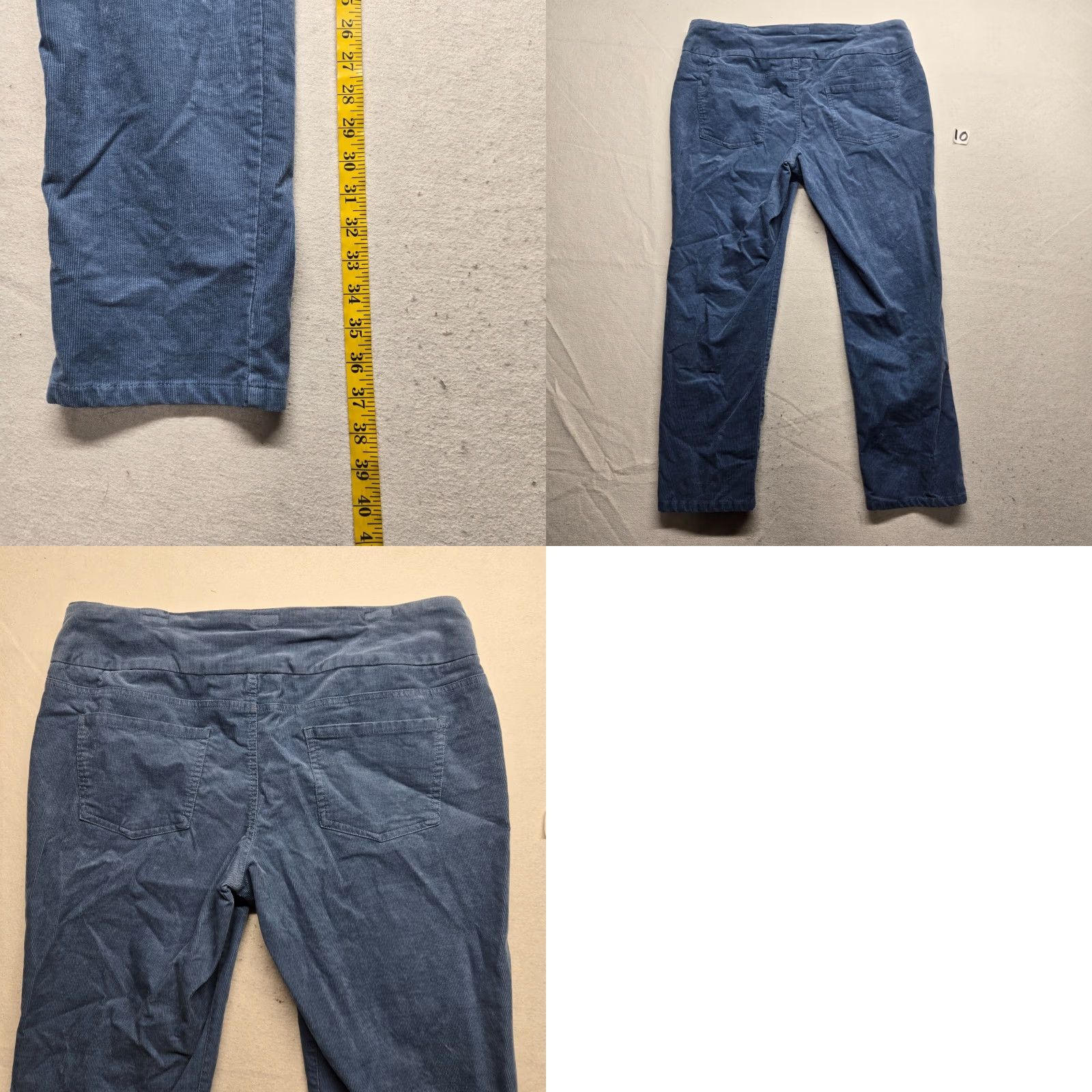 Vintage VENEZIA VITALE Solid Blue Elastic Waist Stretch Straight Leg Pants 14P Petite Women Size 36" / US 14 / IT 50 - 8 Thumbnail