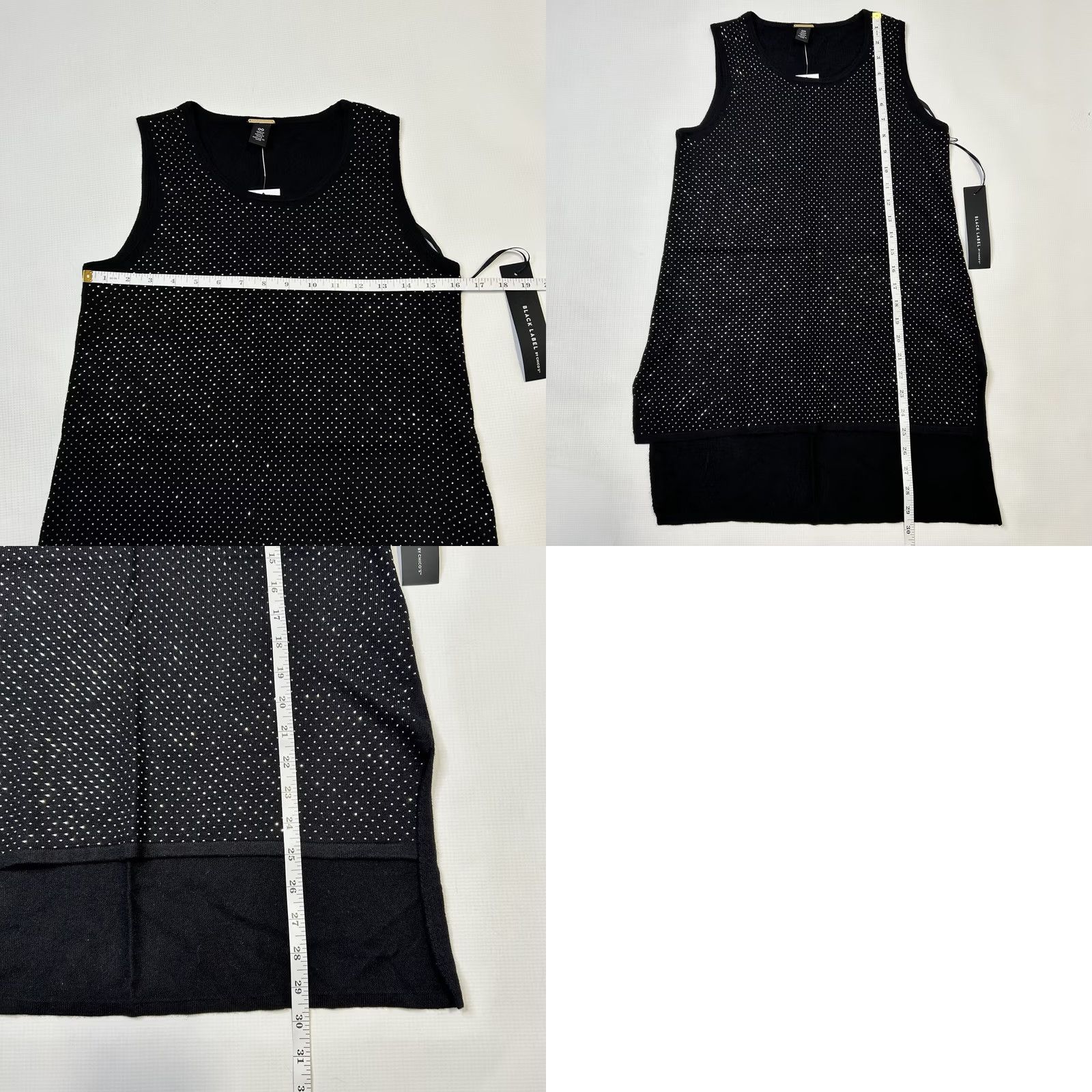 Vintage Chicos Black Label Heat Set Bling Tank Sweater XS Tank Sleeveless Bling Rhinestone Crew Neck Pullover Casual Solid Black Women XS Size XS / US 0-2 / IT 36-38 - 8 Thumbnail