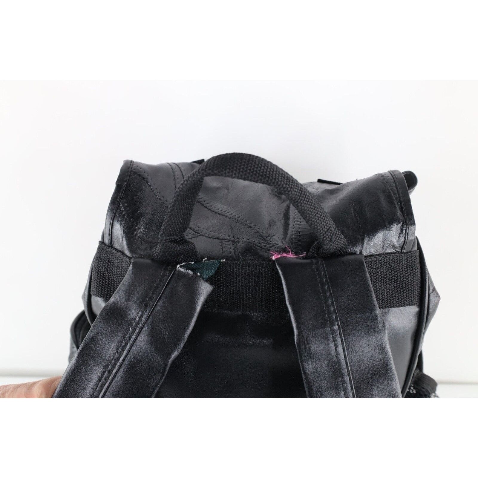 Vintage Vintage 90s Streetwear Patchwork Leather Toploader Rucksack Size ONE SIZE - 7 Thumbnail