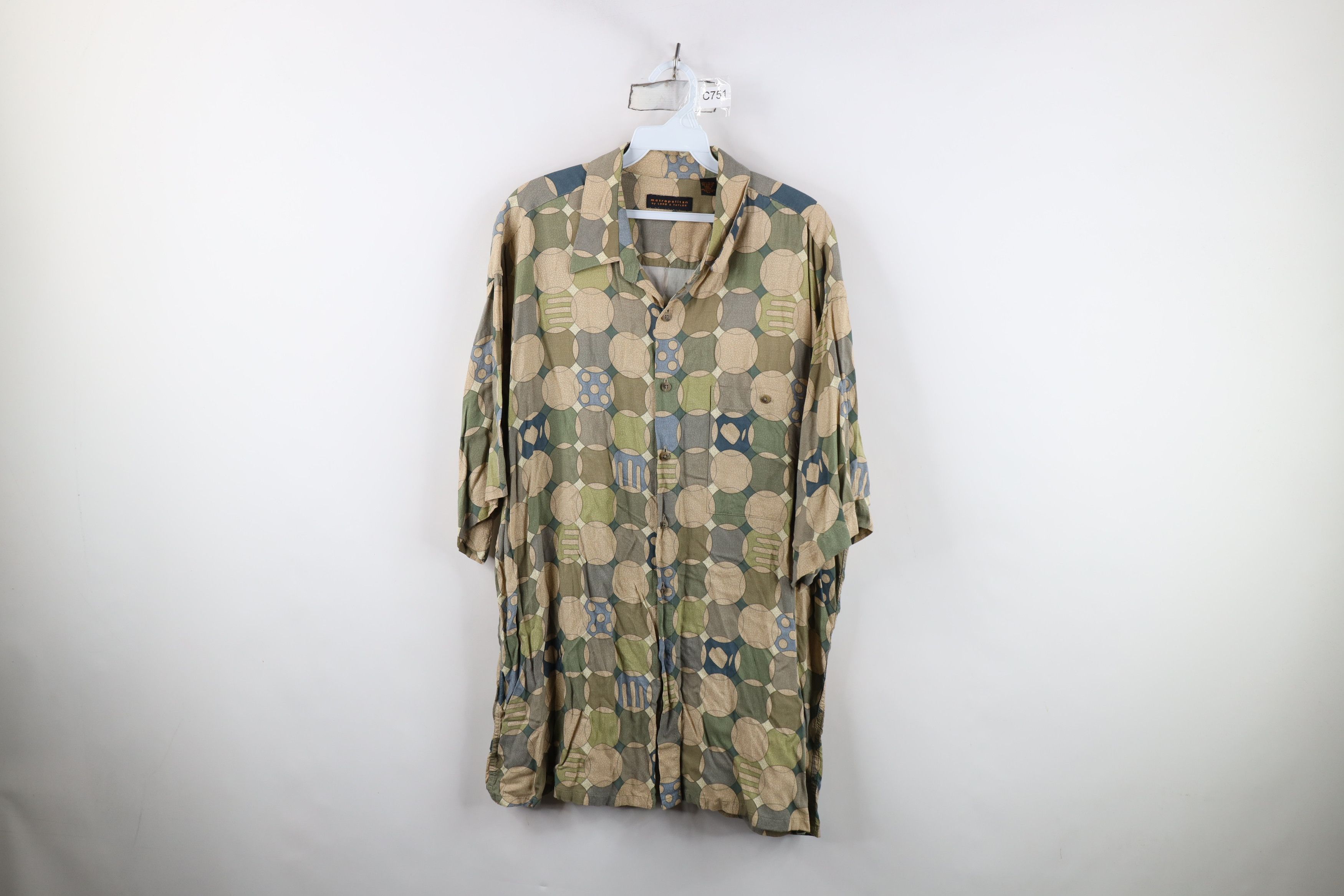 Vintage Vintage 90s Streetwear Rayon Geometric Collared Button Shirt Size US XL / EU 56 / 4 - 1 Thumbnail