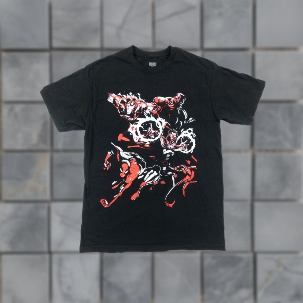 Vintage Marvel Avengers Graphic Shirt Adult Medium Black Short Sleeve Crew Neck T-Shirt Mens Comics 90s Inspired Size US M / EU 48-50 / 2 - 1 Thumbnail