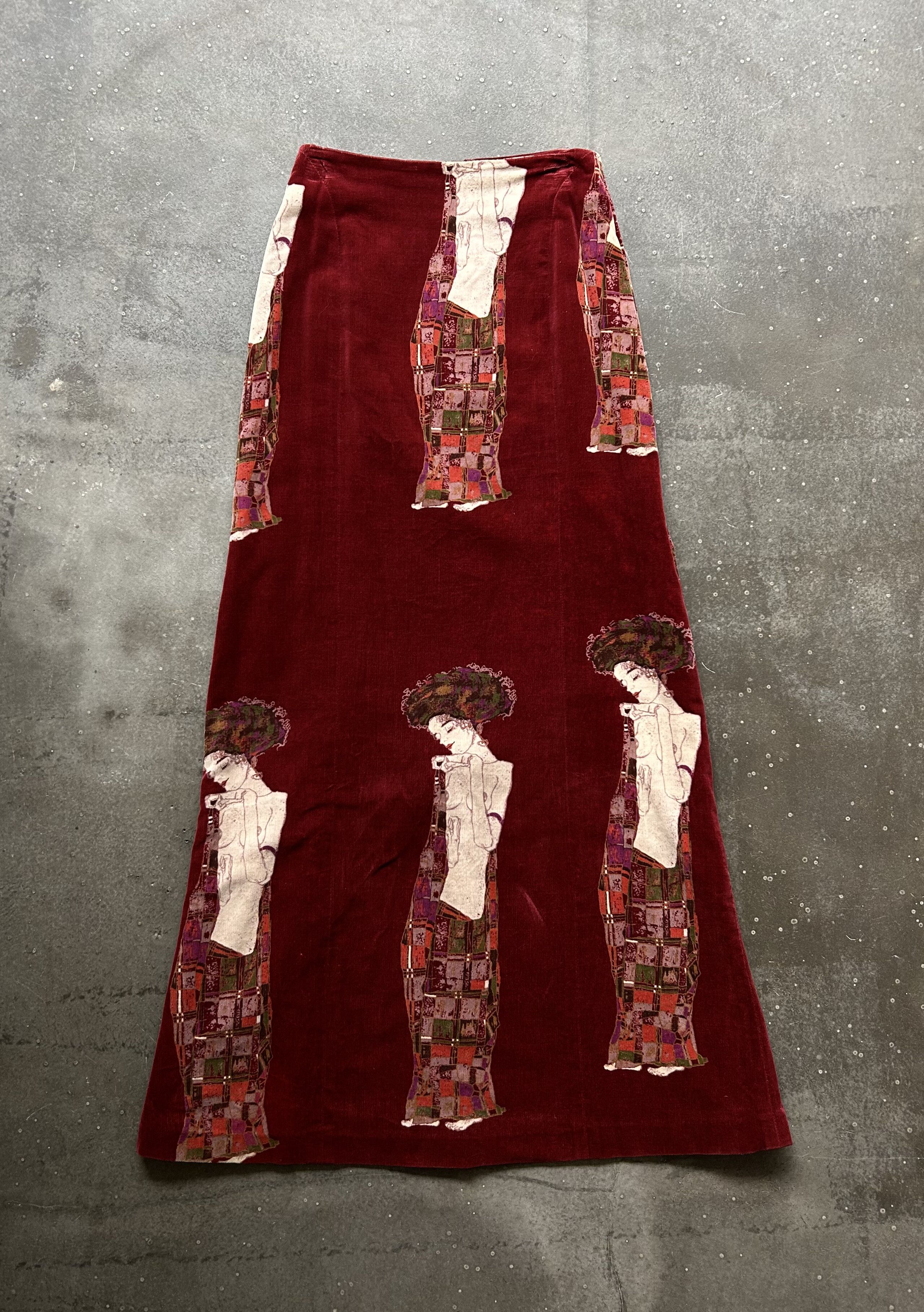 Bajra bajra samurai print velvet skirt Size 23" - 1 Thumbnail