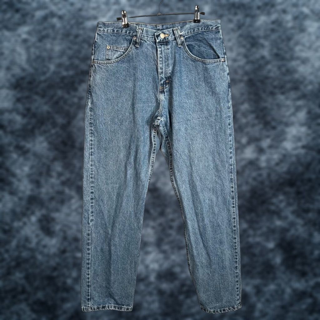 Wrangler Wrangler Mens 33 x 32 Relaxed Fit Straight Leg Blue Denim Jeans Shirt? Size US 33 - 1 Thumbnail