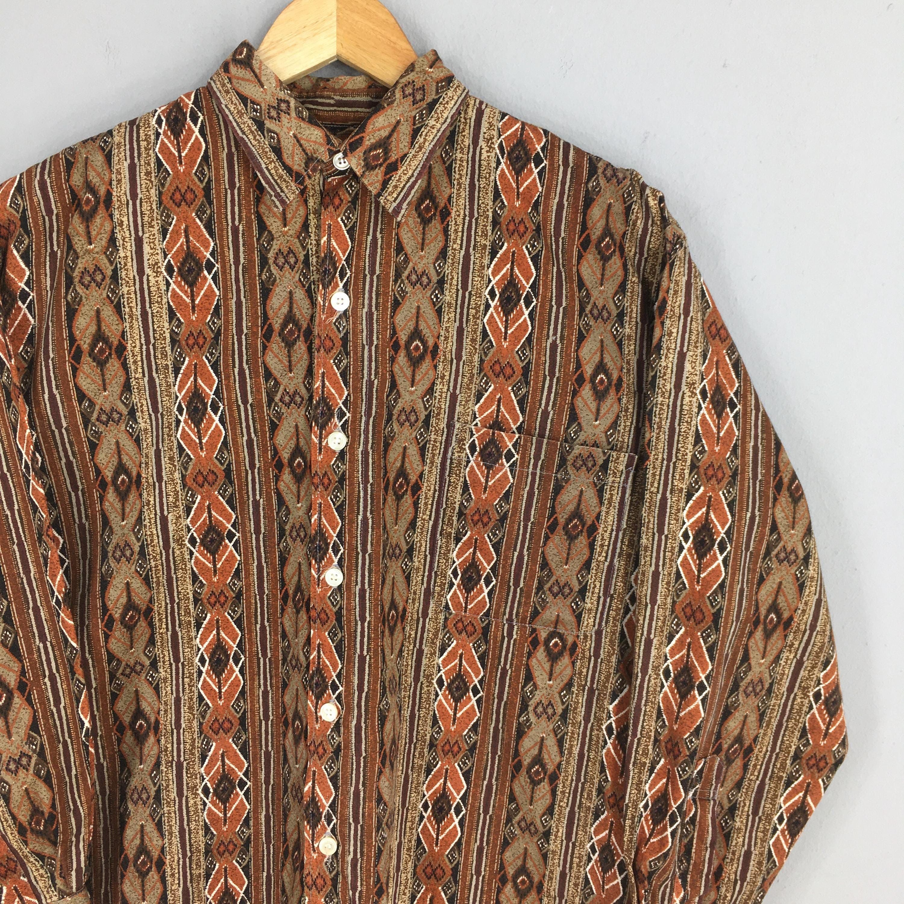 Flannel × Tribal Streetwear Vintage Baffy Abstract Tribal Aztec Pattern Shirt XLarge Size US XL / EU 56 / 4 - 2 Thumbnail