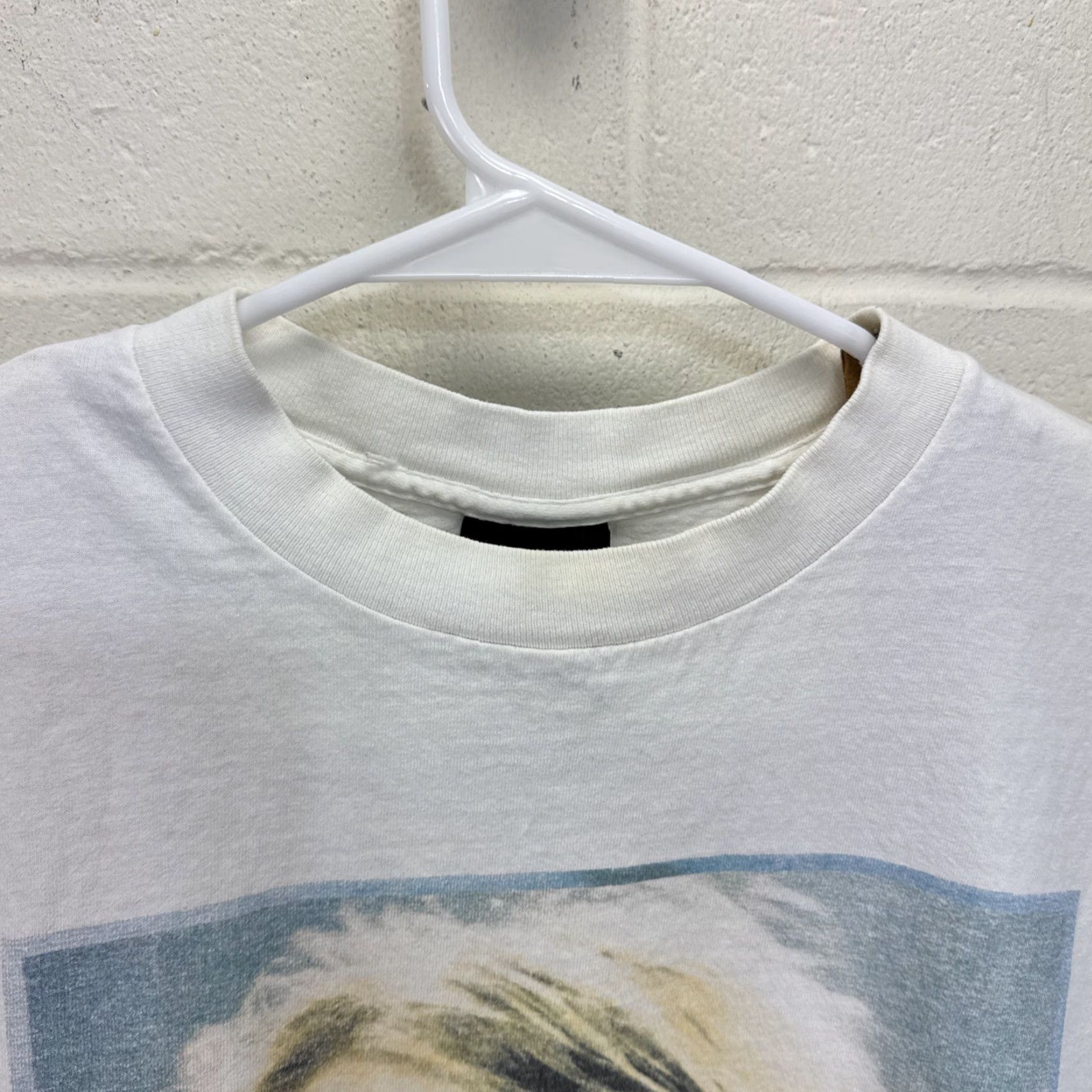 Vintage VINTAGE Nirvana T Shirt Giant by Tultex 1990s Memorial Kurt Cobain Graphic Print White Large Mens Short Sleeve Crew Neck 90s Rock Mem... Size US L / EU 52-54 / 3 - 5 Thumbnail