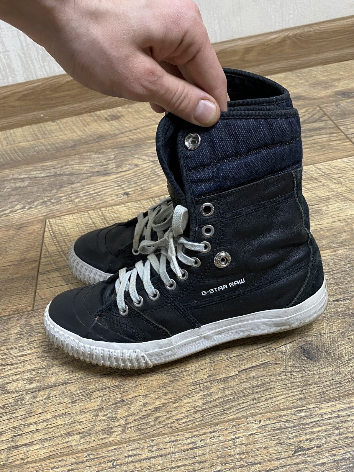 G-Star G-Star Raw Scuba High Top Sneakers Black Leather EU 37 Size US 5 / EU 37 - 11 Thumbnail