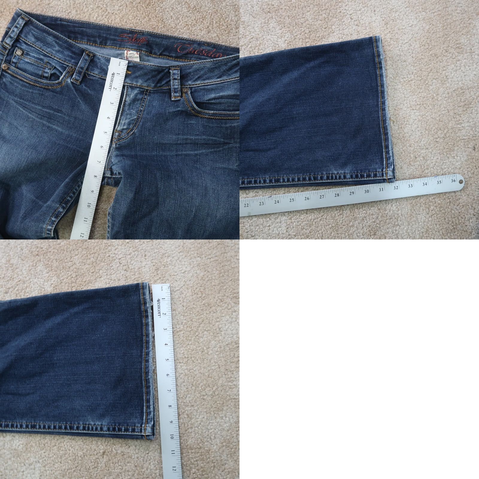 Silver Jeans Co. Silver Jeans Tuesday Jeans Women's 33x33 Blue Denim Bootcut Stretch Slim 5-Pocket Inseam 33 Regular Size 24" / US 00 / IT 34 - 9 Thumbnail