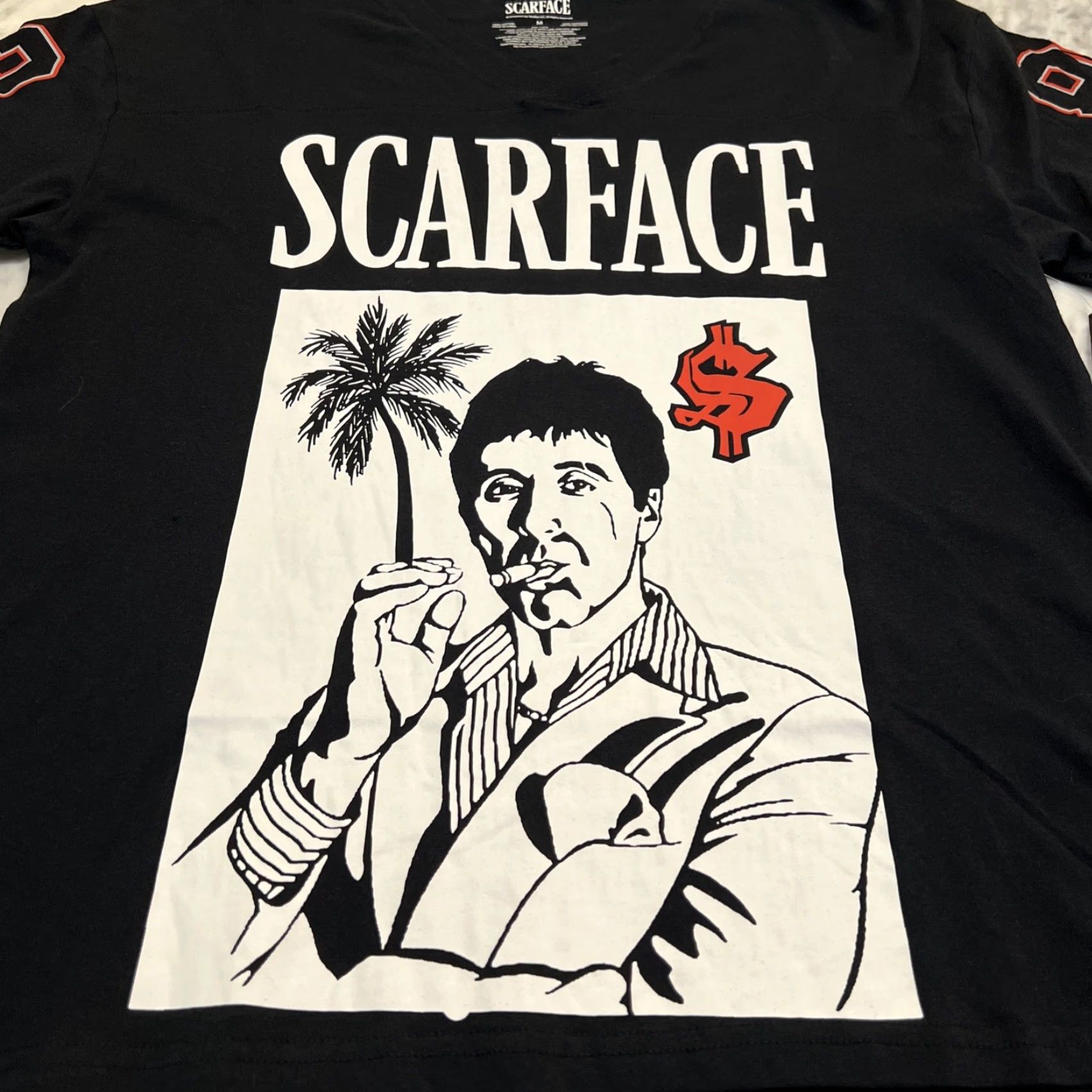 Vintage Scarface Tony Montana Graphic T-Shirt Men M ‘83 On Sleeves Miami Back NWT Shirt Men M Black Graphic Print 80s Movie Tony Montana NWT Size US M / EU 48-50 / 2 - 3 Thumbnail