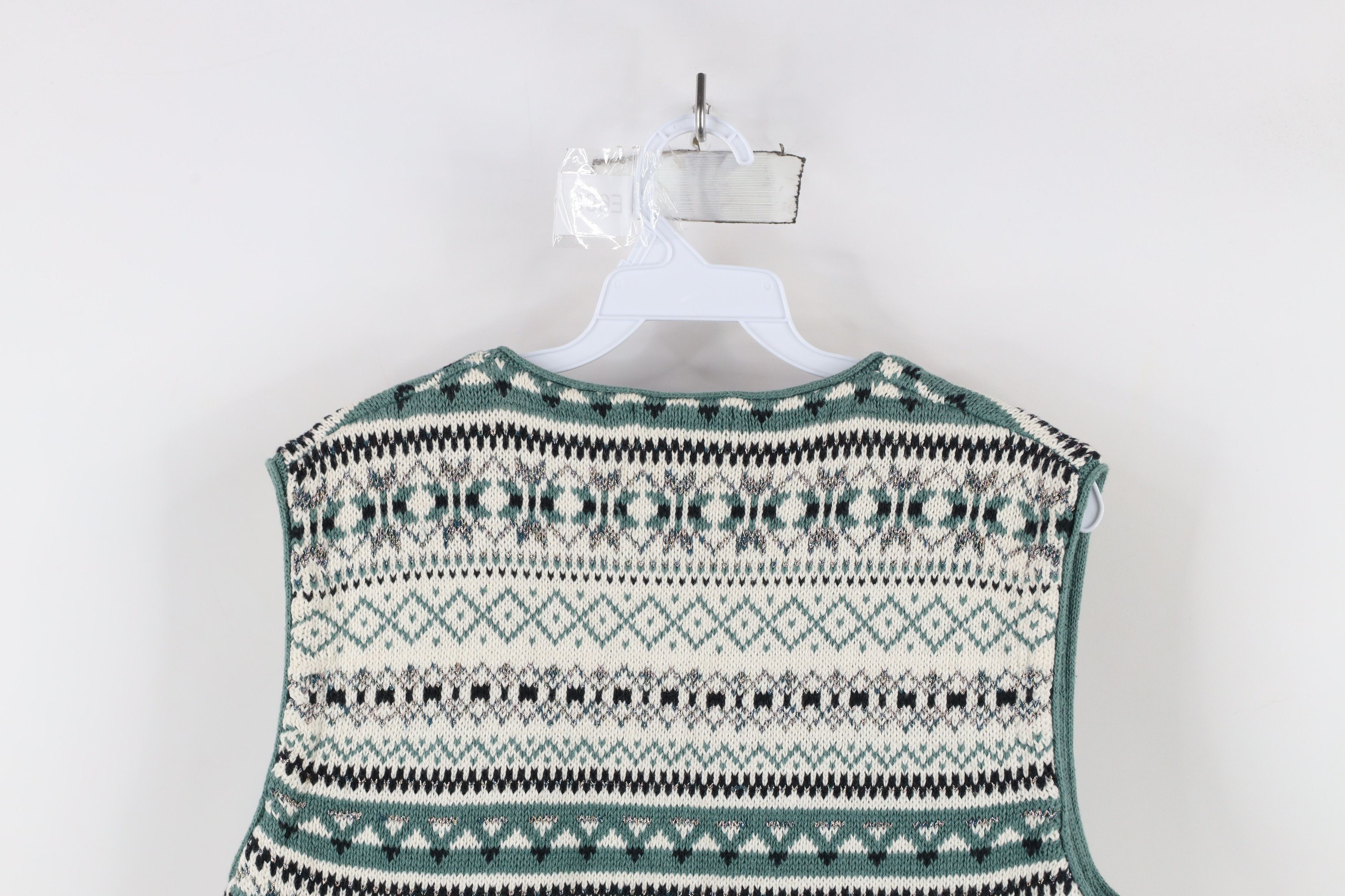 Vintage Vintage 90s Streetwear Metallic Knit Cardigan Sweater Vest Size M / US 6-8 / IT 42-44 - 9 Thumbnail