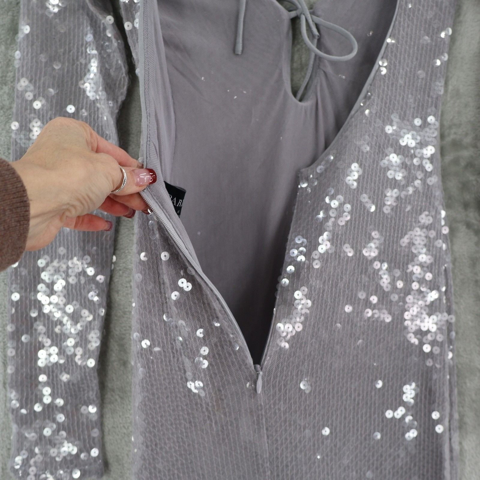 Other BARDOT Verona Low-Back Sequin Maxi Dress Womens 2 Gray Size XS / US 0-2 / IT 36-38 - 14 Thumbnail