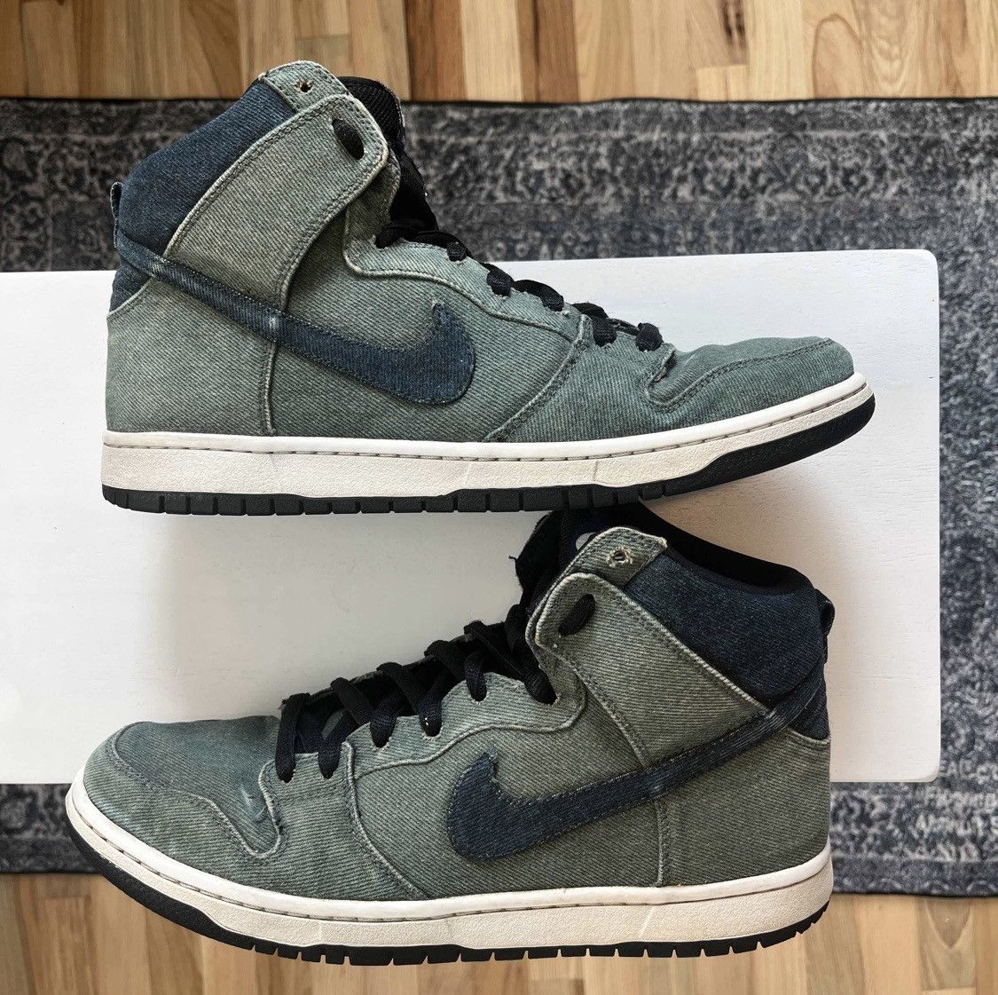 image of Nike Sb Dunk Hi Denim 10.5 Shoes in Midnight Navy, Men's