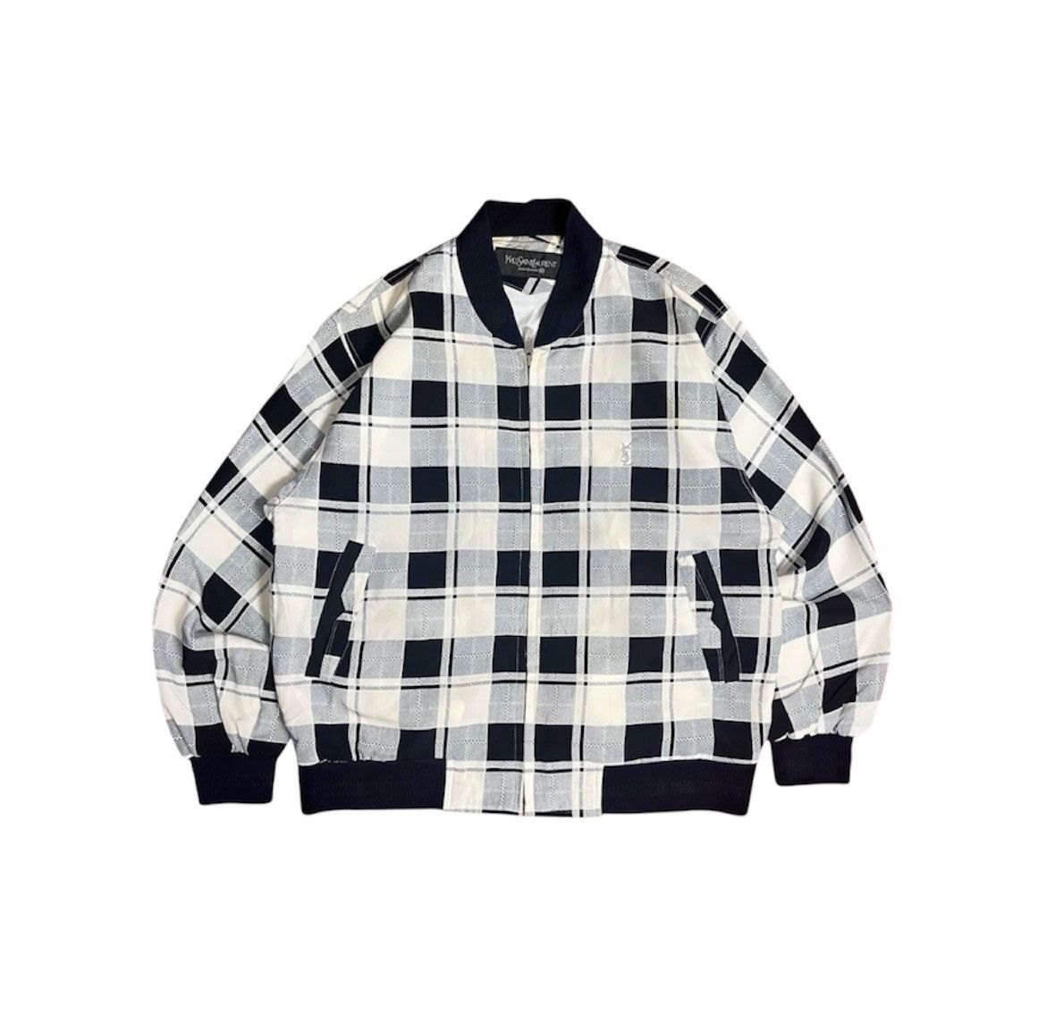 Rare💥 Yves Saint Laurent Plaid Black/White Bomber Jacket