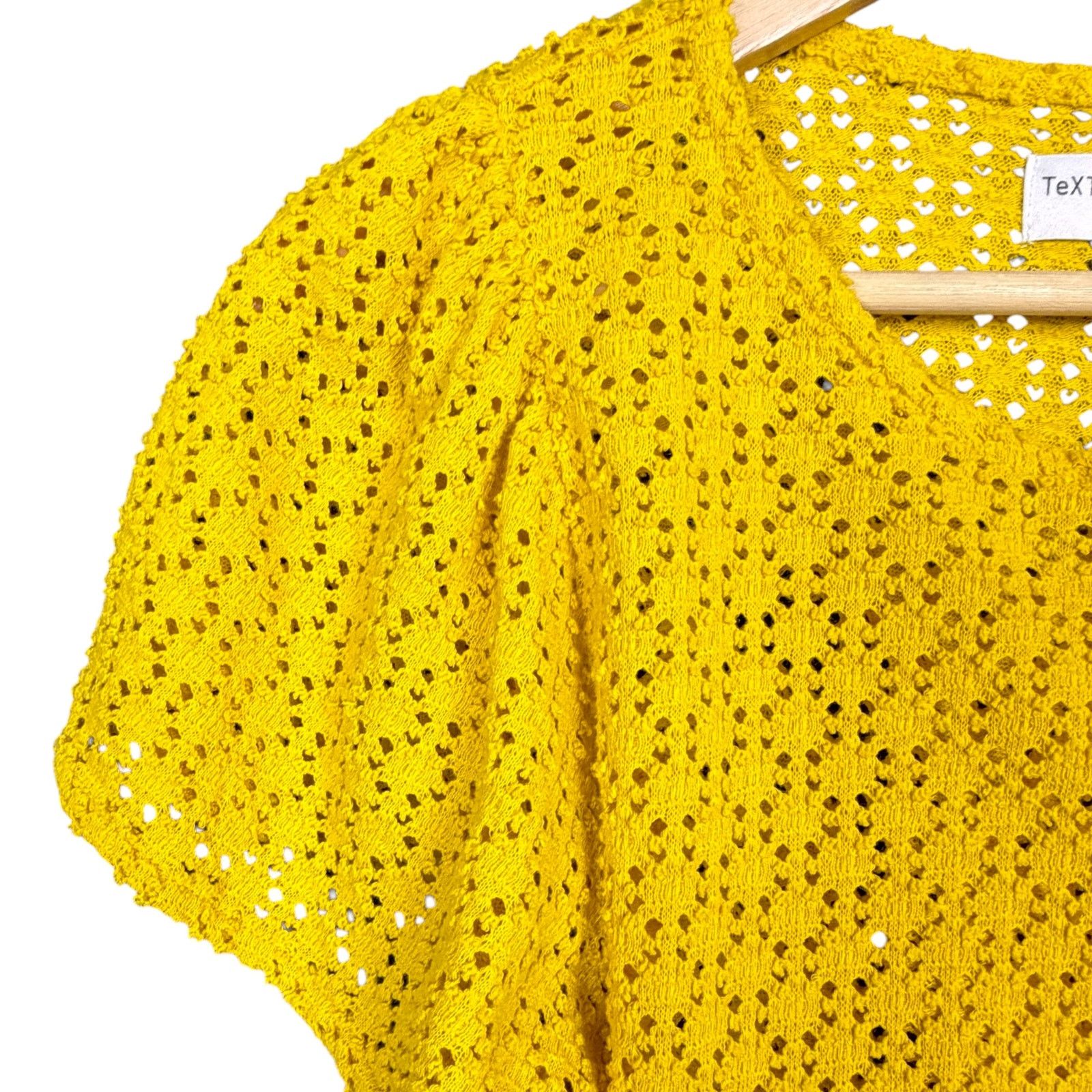 Madewell Madewell Women's Small Yellow Knit Flutter Sleeve Blouse Size S / US 4 / IT 40 - 3 Thumbnail