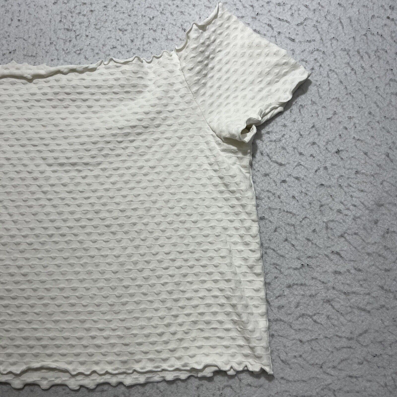 Nordstrom BP Off Shoulder Ivory Crop Top Lettuce Hem Shirt Size XL / US 12-14 / IT 48-50 - 12 Thumbnail