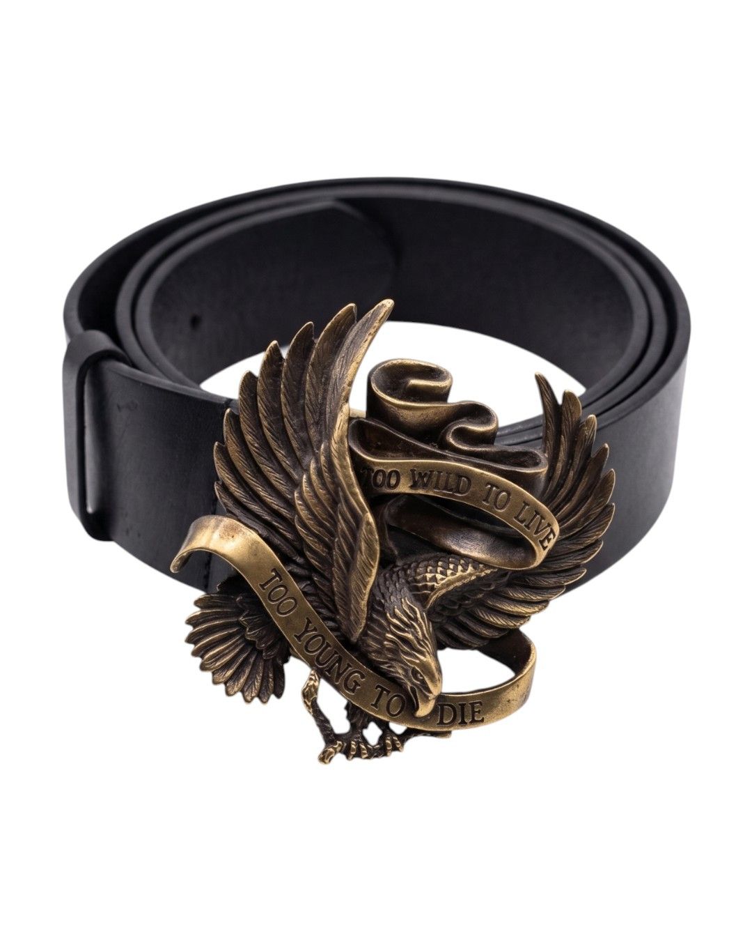 Roberto Cavalli TOO WILD TO LIVE TOO YOUNG TO DIE LEATHER BELT Size 28 - 1 Thumbnail