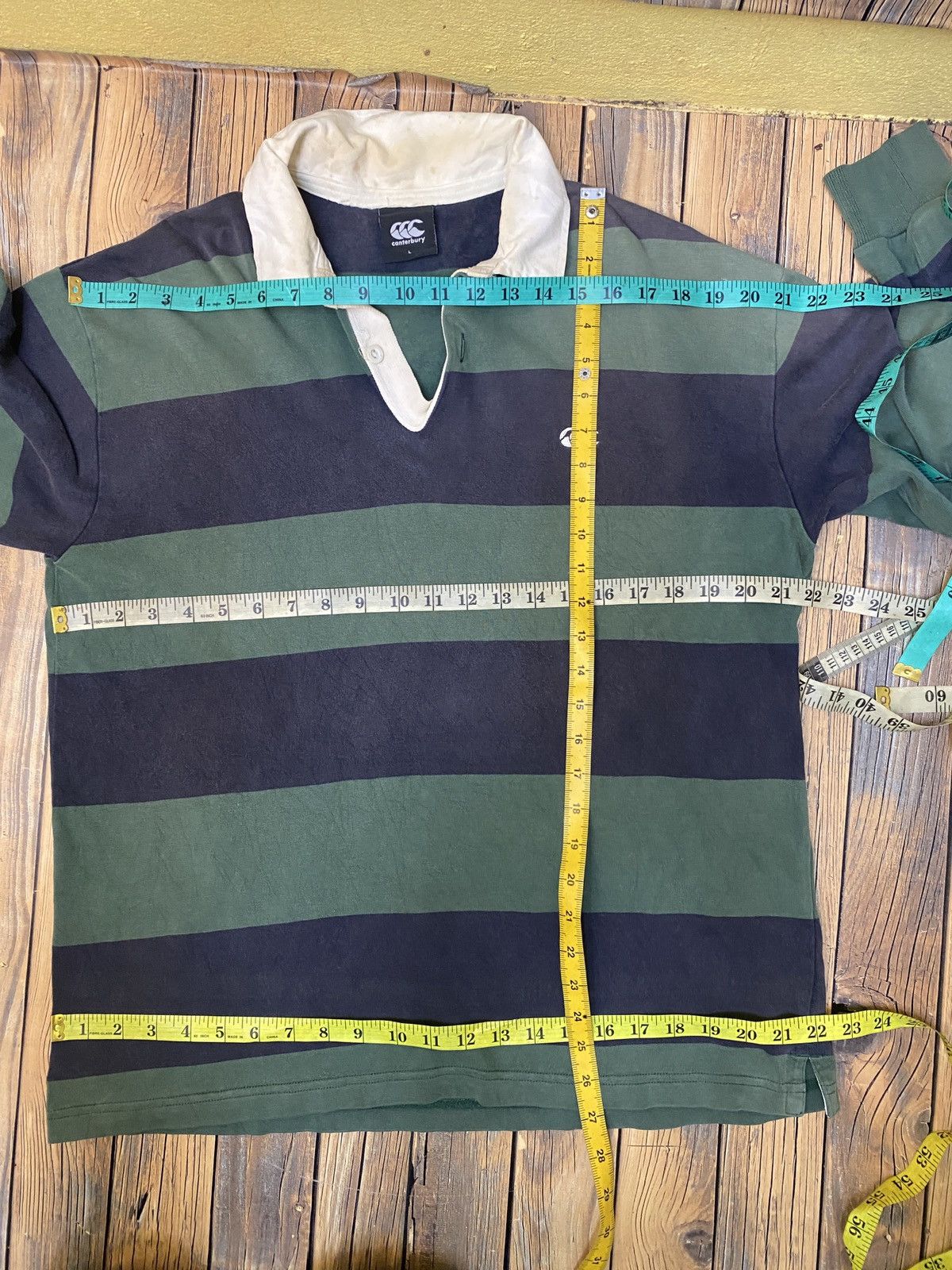 Canterbury of New Zealand × L.L. Bean × Vintage Vintage canterbury zebra line polo tee longsleeve Size US L / EU 52-54 / 3 - 4 Thumbnail