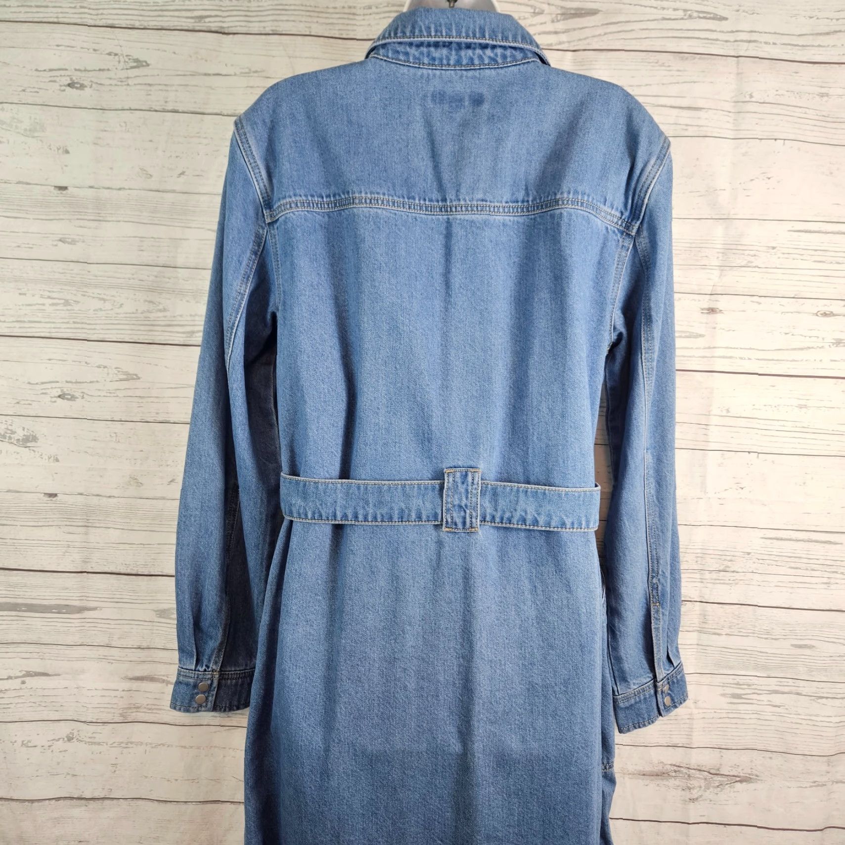 Ann Taylor Ann Taylor Weekend Womens Denim Dress Sz 8 Blue Snap Buttons Long Sleeve Size M / US 6-8 / IT 42-44 - 4 Thumbnail