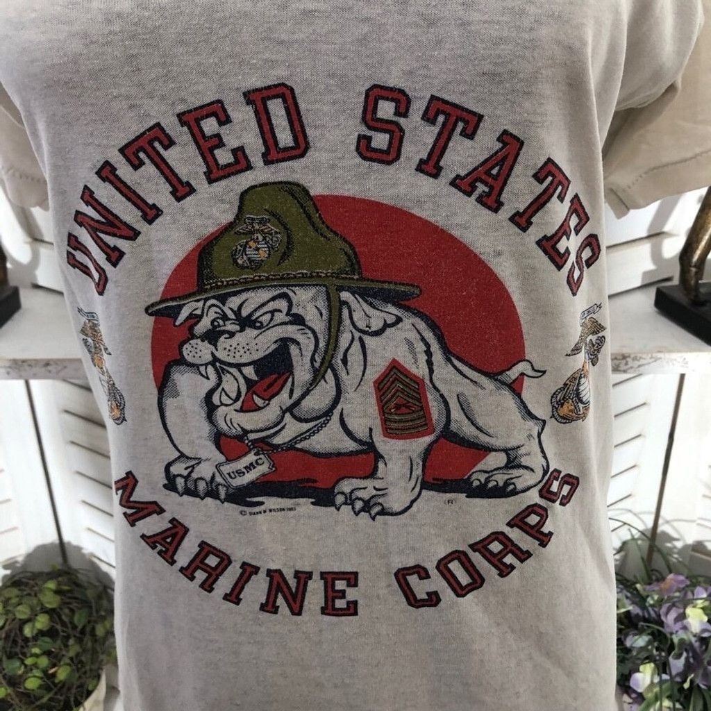 Vintage 90s Shirt US Marine Corps Bulldog Graphic Cotton Fabric Sz S Size XS / US 0-2 / IT 36-38 - 7 Thumbnail