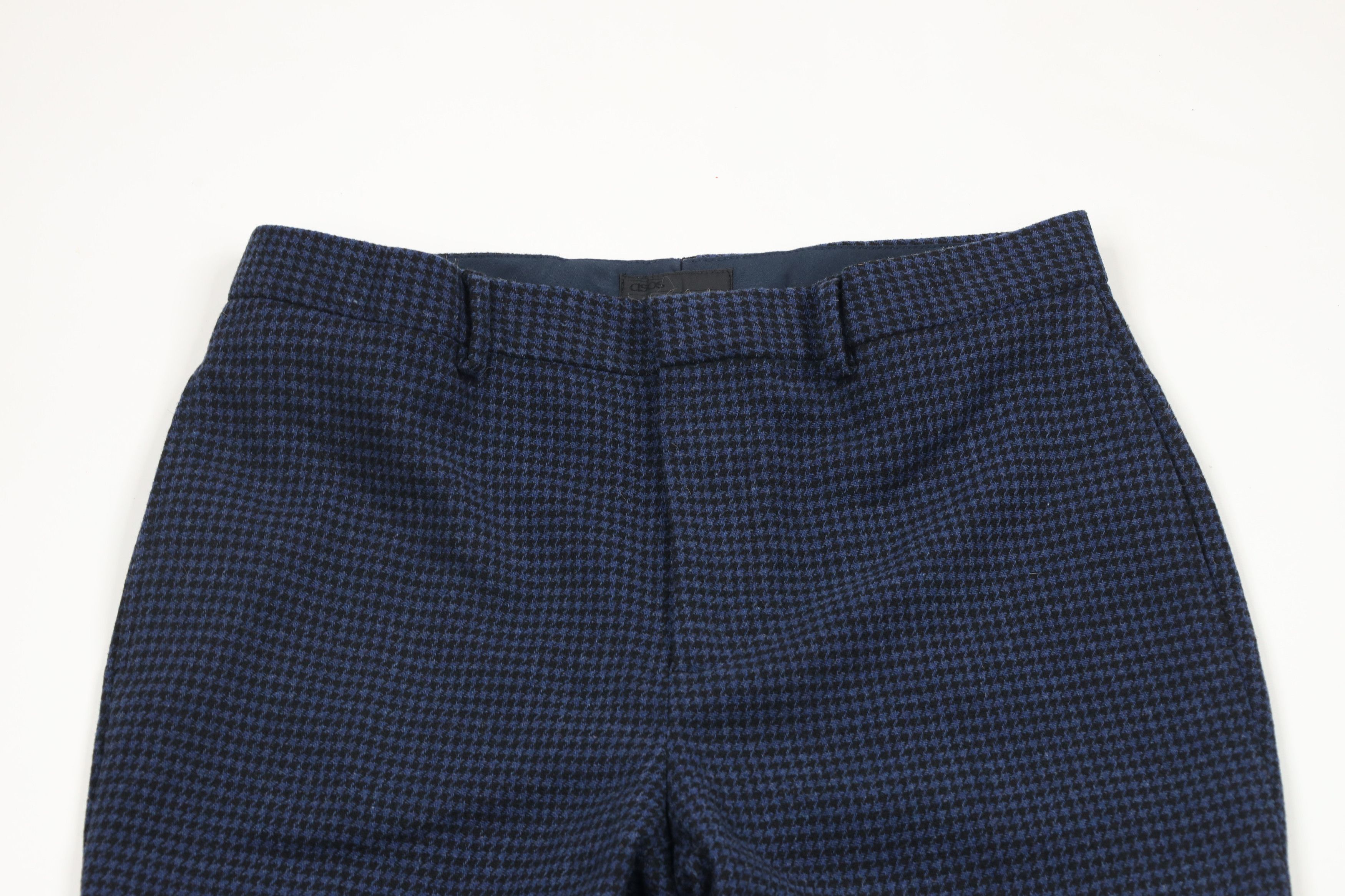 Asos × Vintage ASOS Wool Blend Houndstooth Skinny Leg Chino Pants Blue Size US 32 / EU 48 - 2 Thumbnail