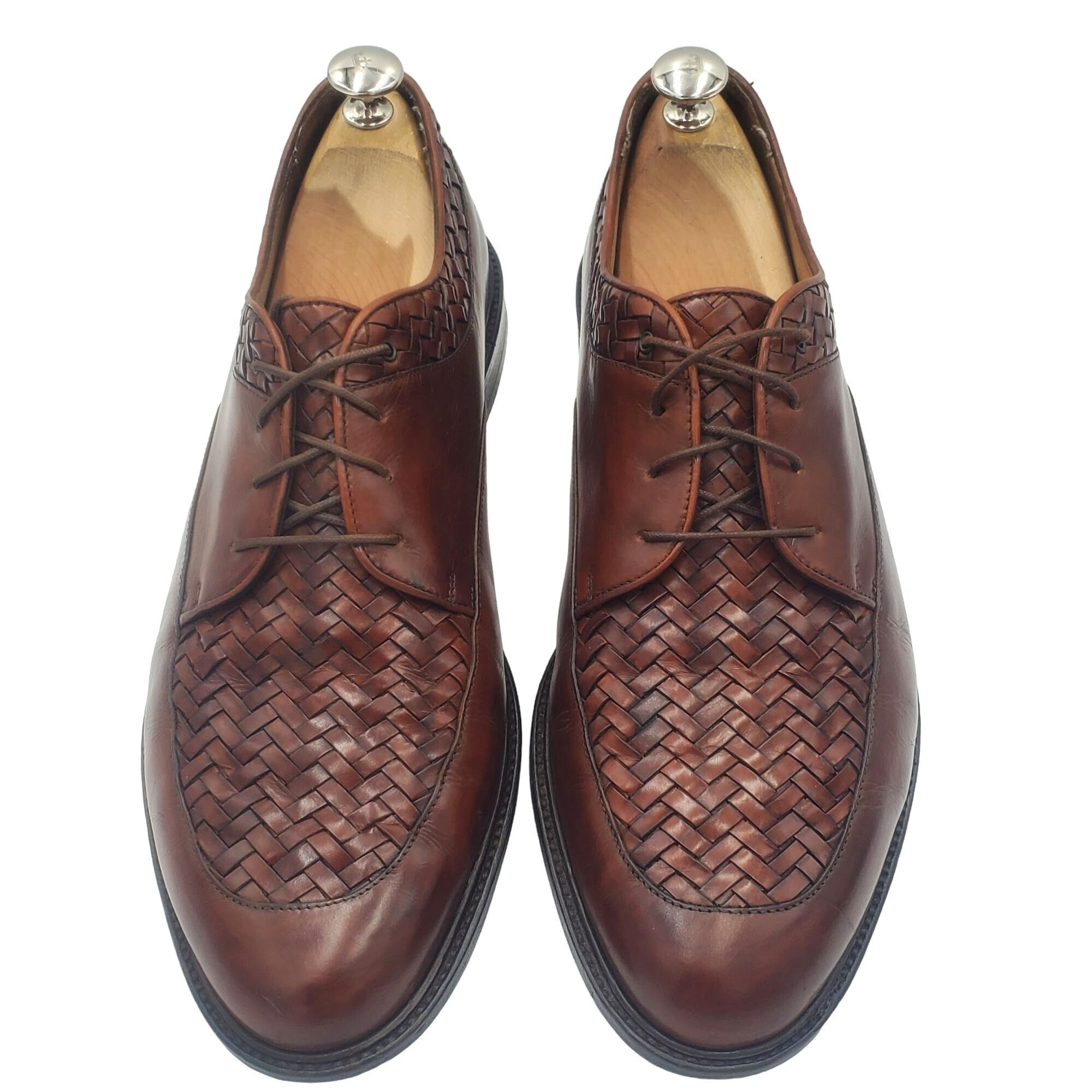 Italy Bragano Cole Haan Men's size 11.5B Brown Leather Woven