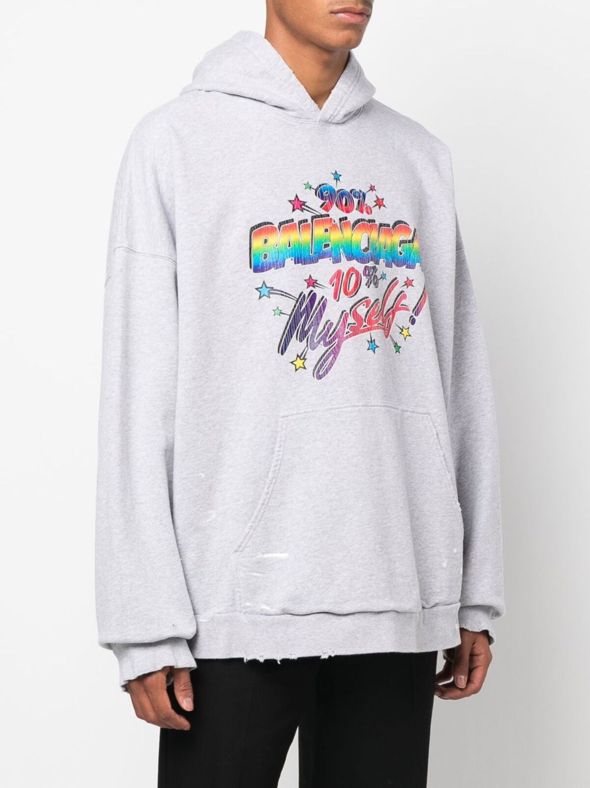 Balenciaga o1bcso1str1224 90 10 Hoodie Wide Fit in Grey Size US L / EU 52-54 / 3 - 3 Thumbnail