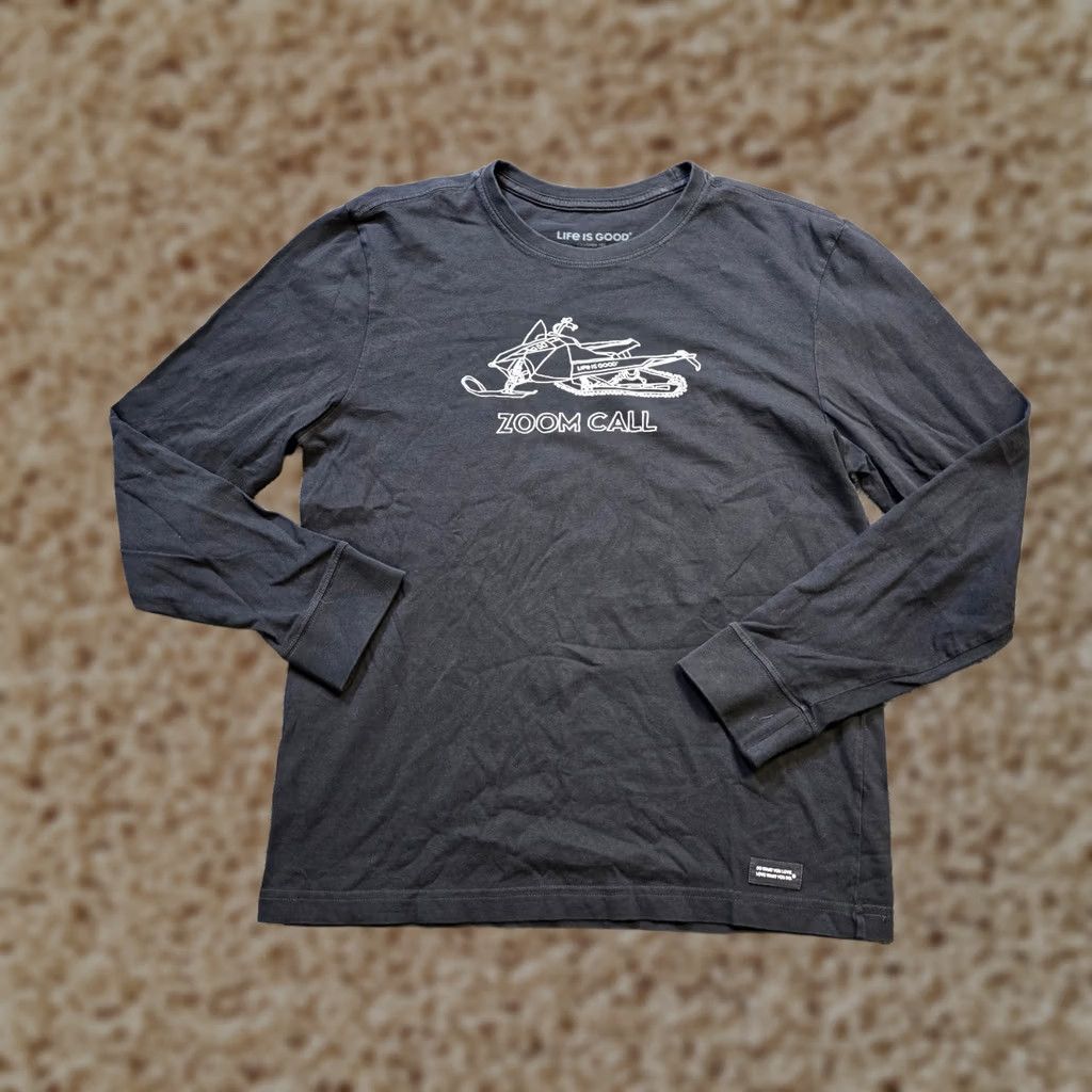 Life is Good Life is Good Shirt Mens S Black Zoom Call Long Sleeve Crew Neck Casual Classic Winter Snowmobiling Graphic Size US S / EU 44-46 / 1 - 1 Thumbnail