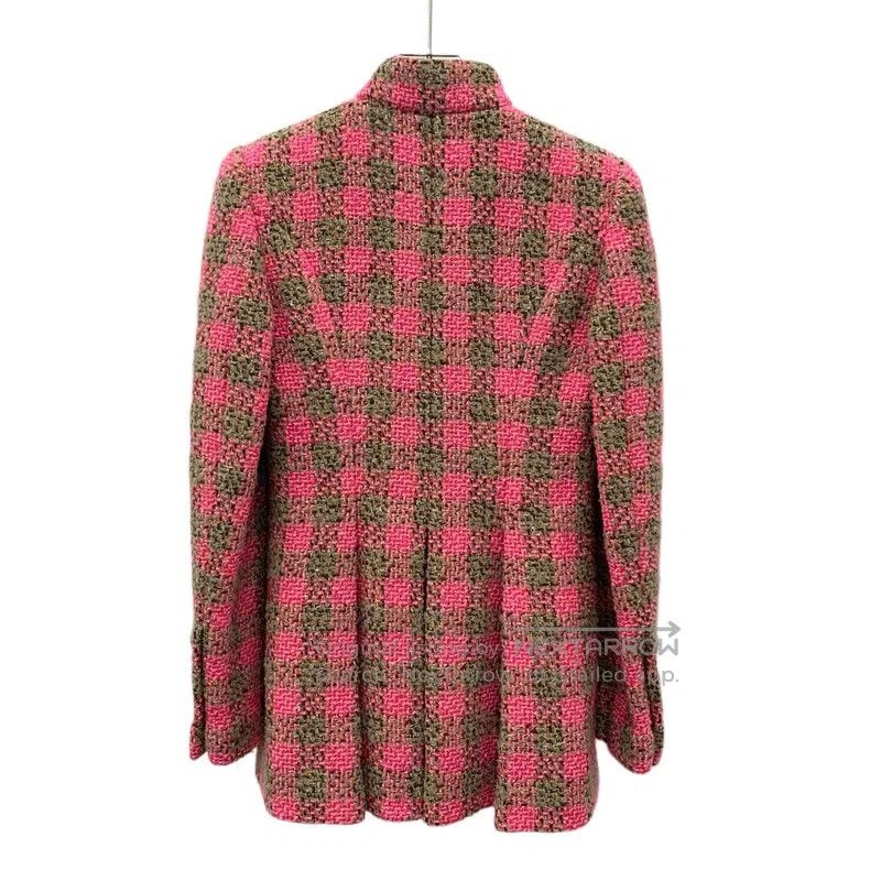 Chanel Chanel 22K pink plaid stand-up collar tweed jacket Size XXS / US 00 / IT 34 - 2 Thumbnail
