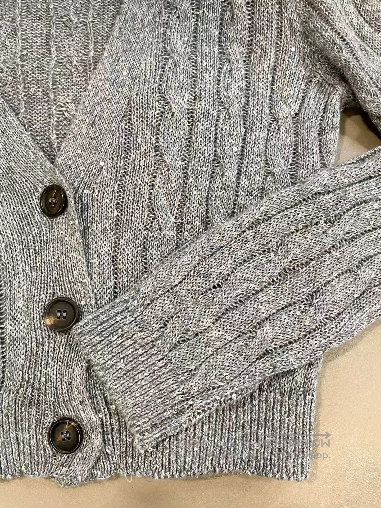 Brunello Cucinelli Brunello Cucinelli Gray Sequin Knit Cardigan. Size US XS / EU 42 / 0 - 5 Thumbnail