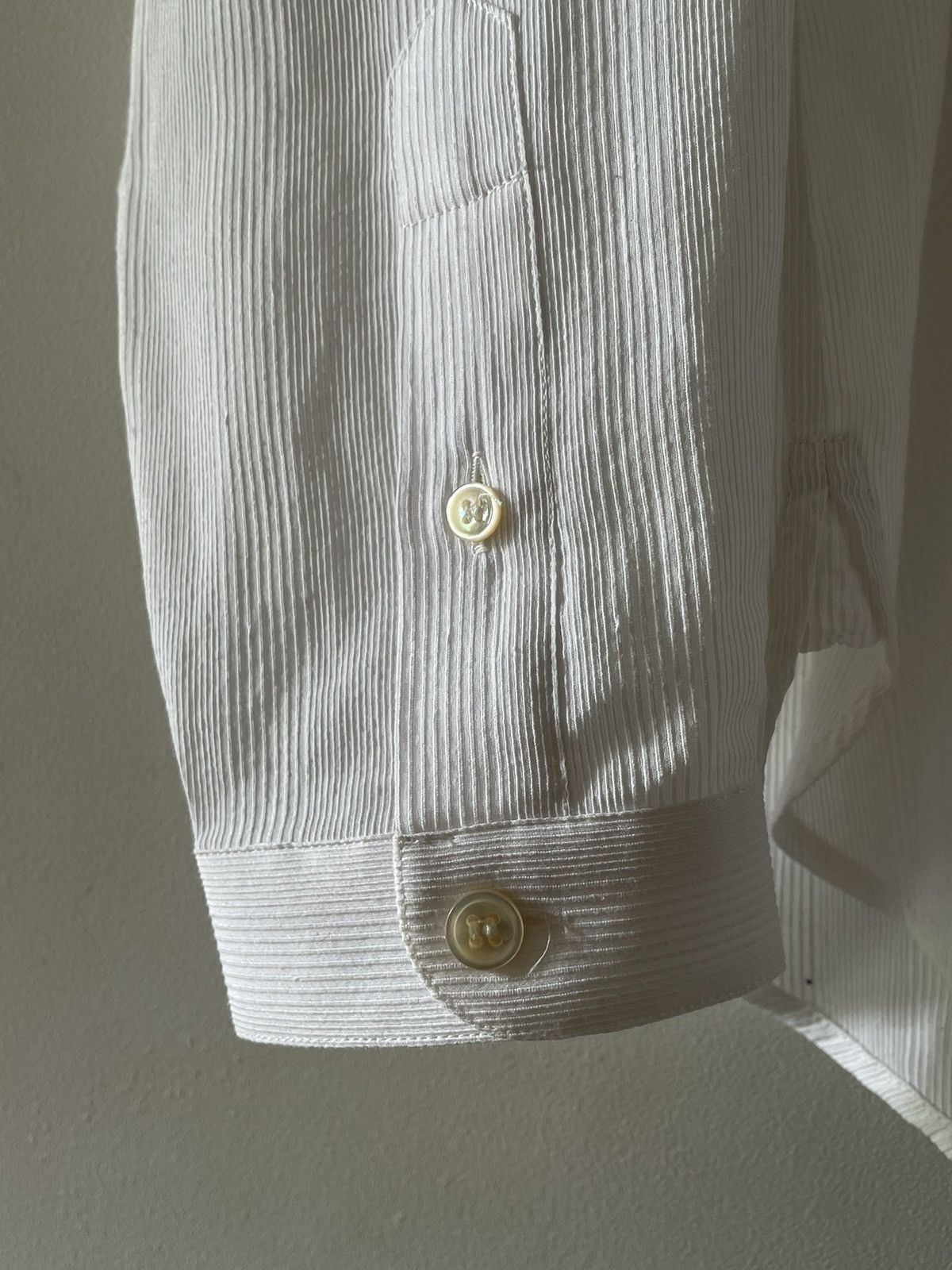 Saint Laurent Paris 2019 White Silk Ribbed Shirt Size US M / EU 48-50 / 2 - 4 Thumbnail