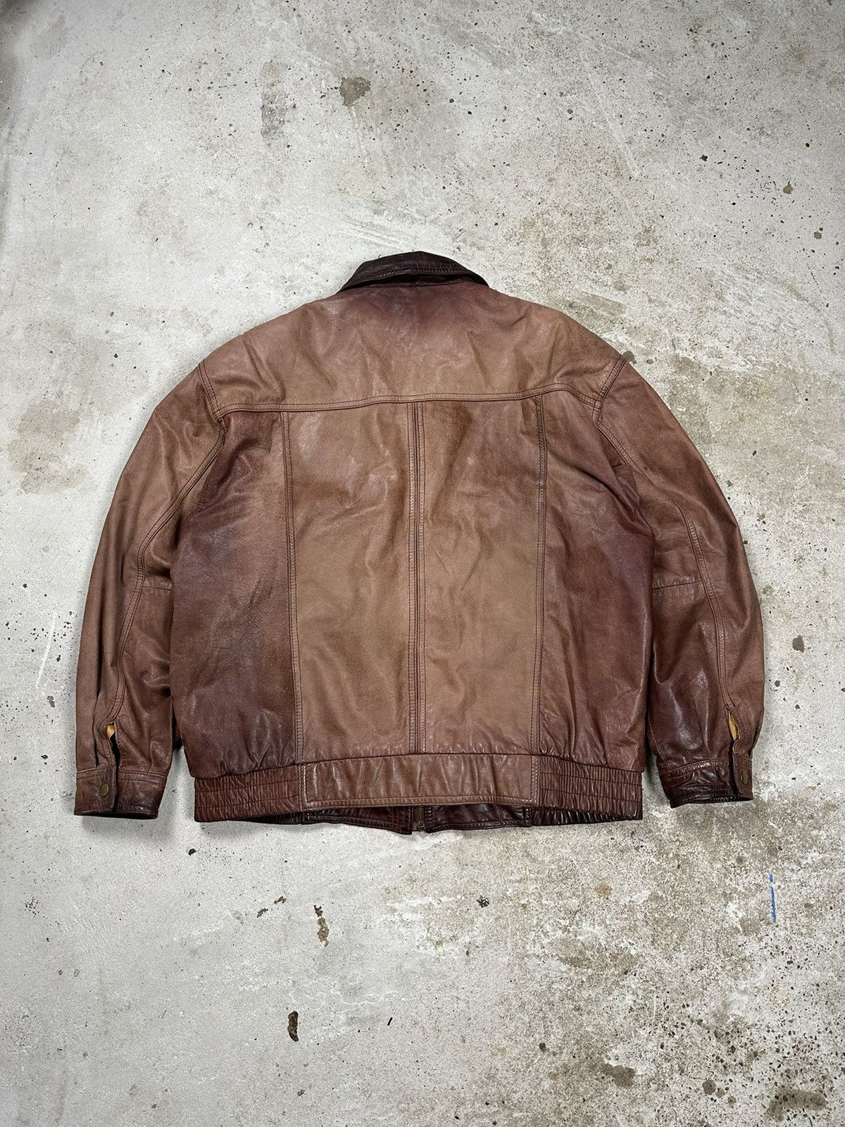 Vintage ‼️ Vintage 90s Distressed Brown / Orange Leather Jacket Rare Size US L / EU 52-54 / 3 - 2 Thumbnail