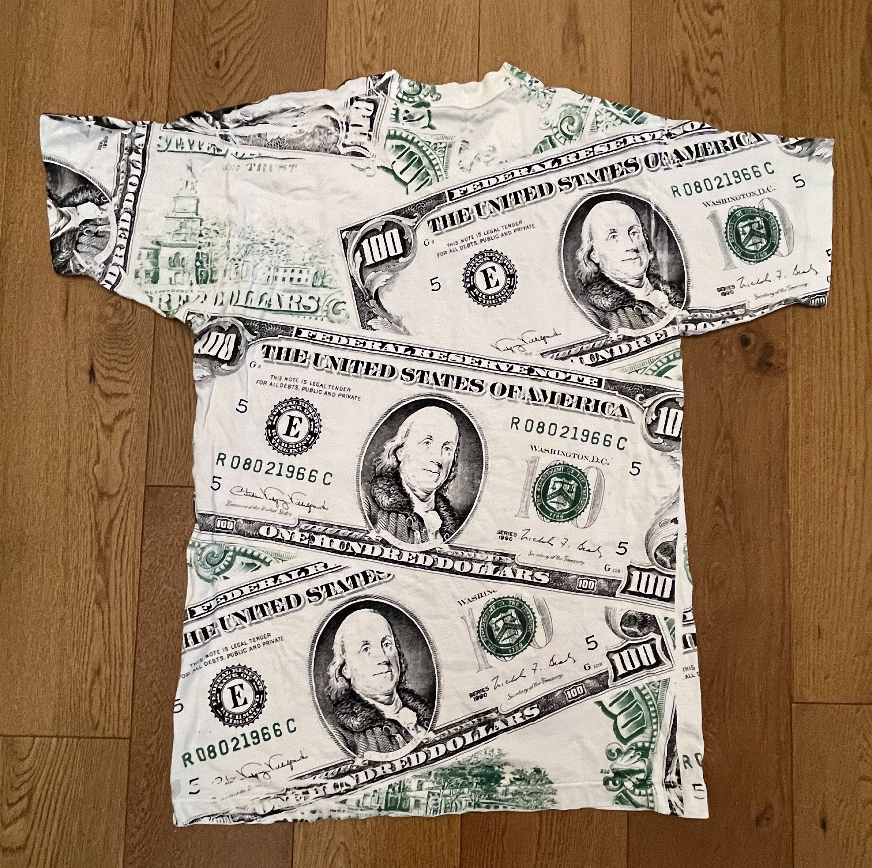 Vintage Vintage 1990 Hundred Dollar Bill AOP Single Stitch USA L Size US L / EU 52-54 / 3 - 6 Thumbnail