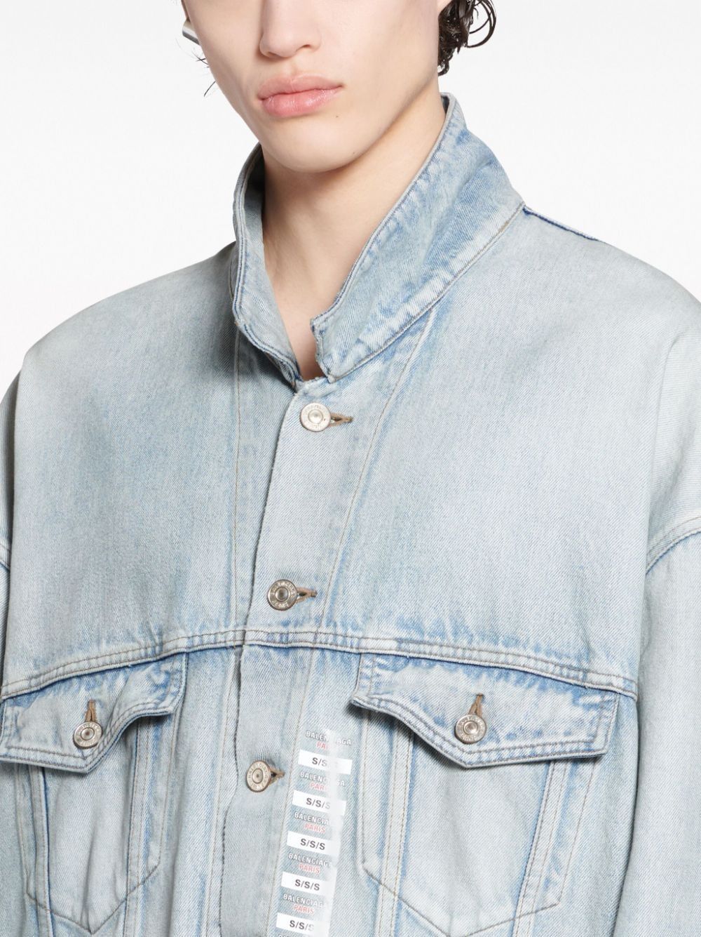 Balenciaga o1la1rc1a0625 Denim Size Sticker Jacket in Blue Size US M / EU 48-50 / 2 - 5 Thumbnail